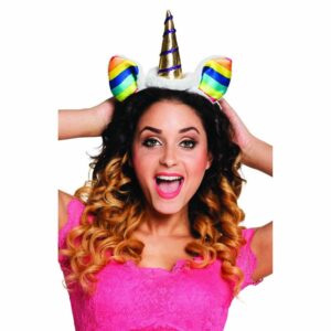 Cerchietto da unicorno con orecchie in tessuto rainbow - CIAO