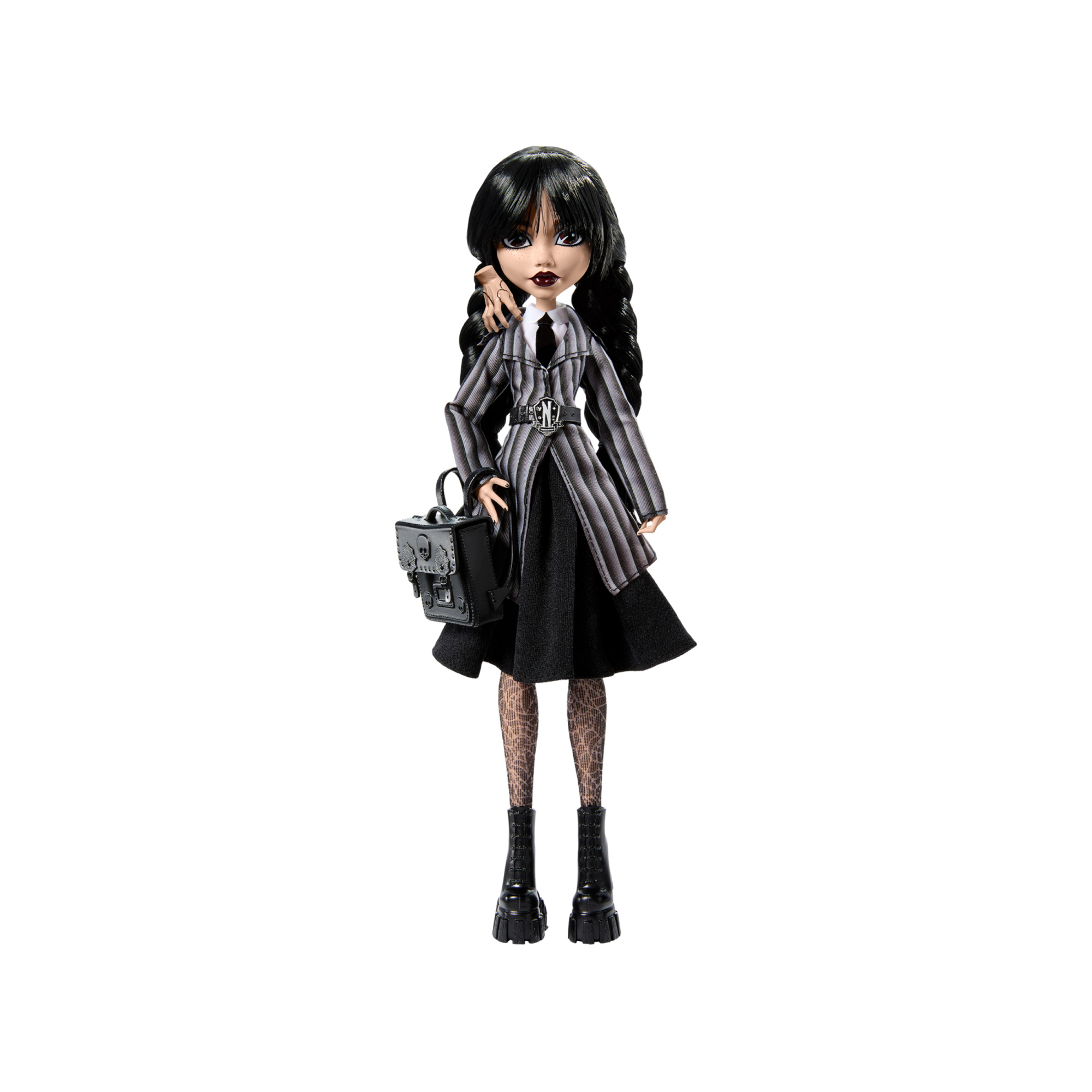 Monster high mercoledì - mercoledì addams, bambola da collezione in uniforme nevermore academy con mano e accessori premium - Monster High