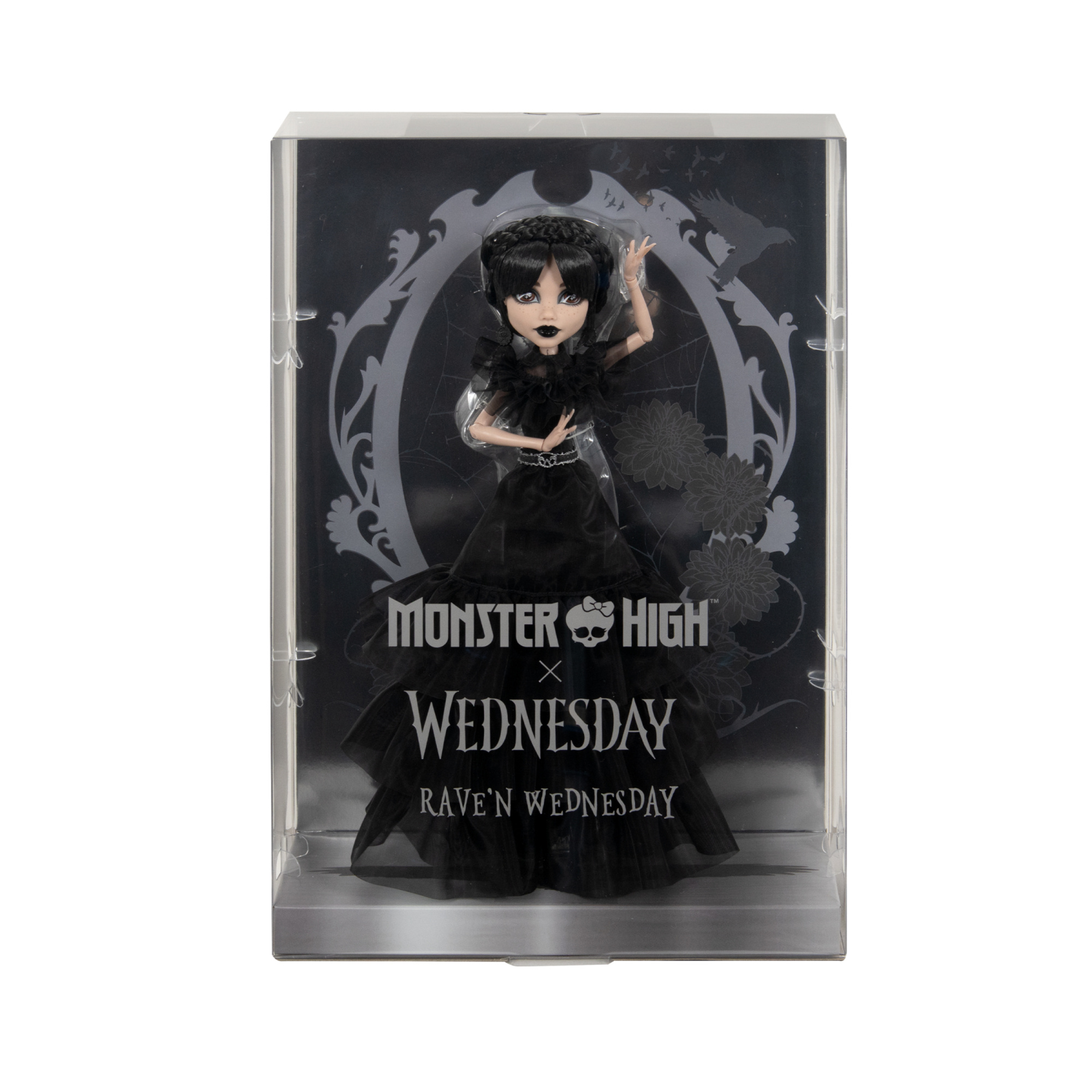 Monster high mercoledì - rave'n mercoledì, bambola da collezione in abito nero dallo stile gotico - Monster High