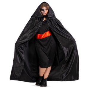Mantello nero in raso con cappuccio 130 cm - CARNIVAL TOYS