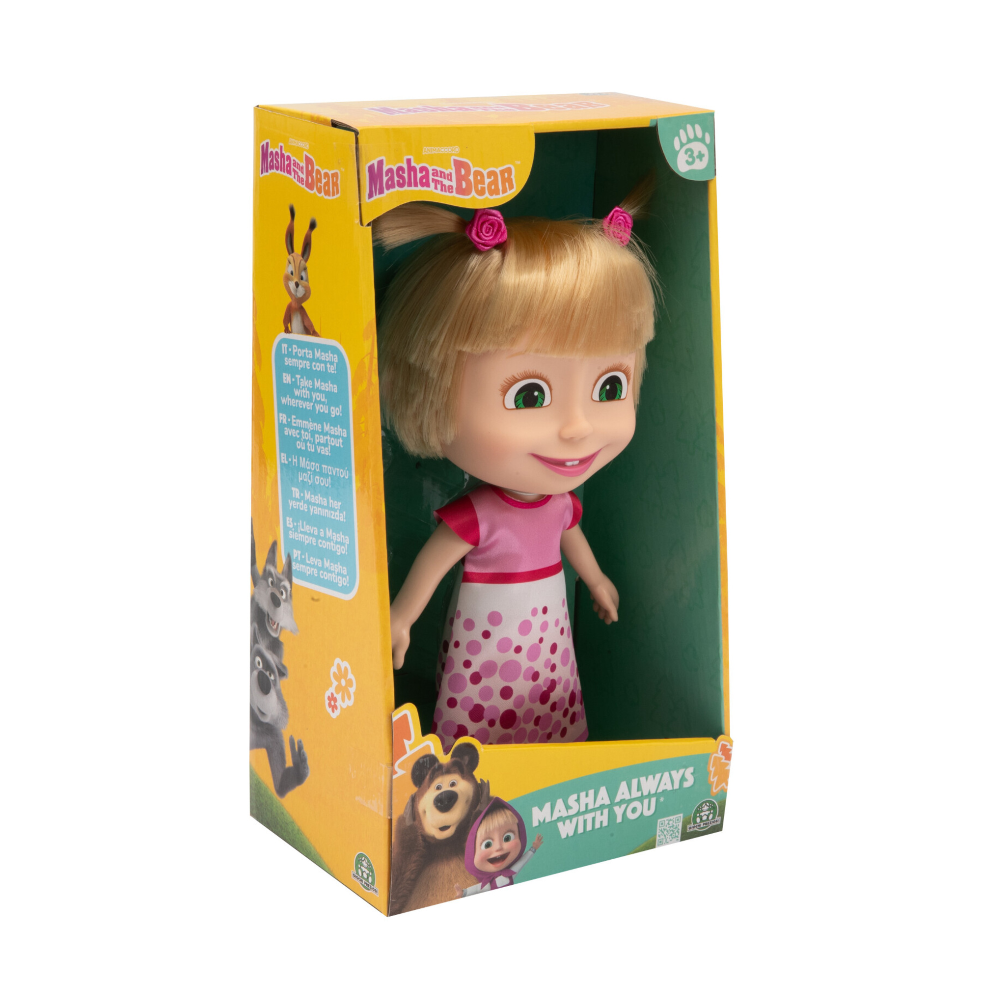 Bambola masha 23 cm - vestito da festa e codini, ideale per bambini - MASHA & ORSO