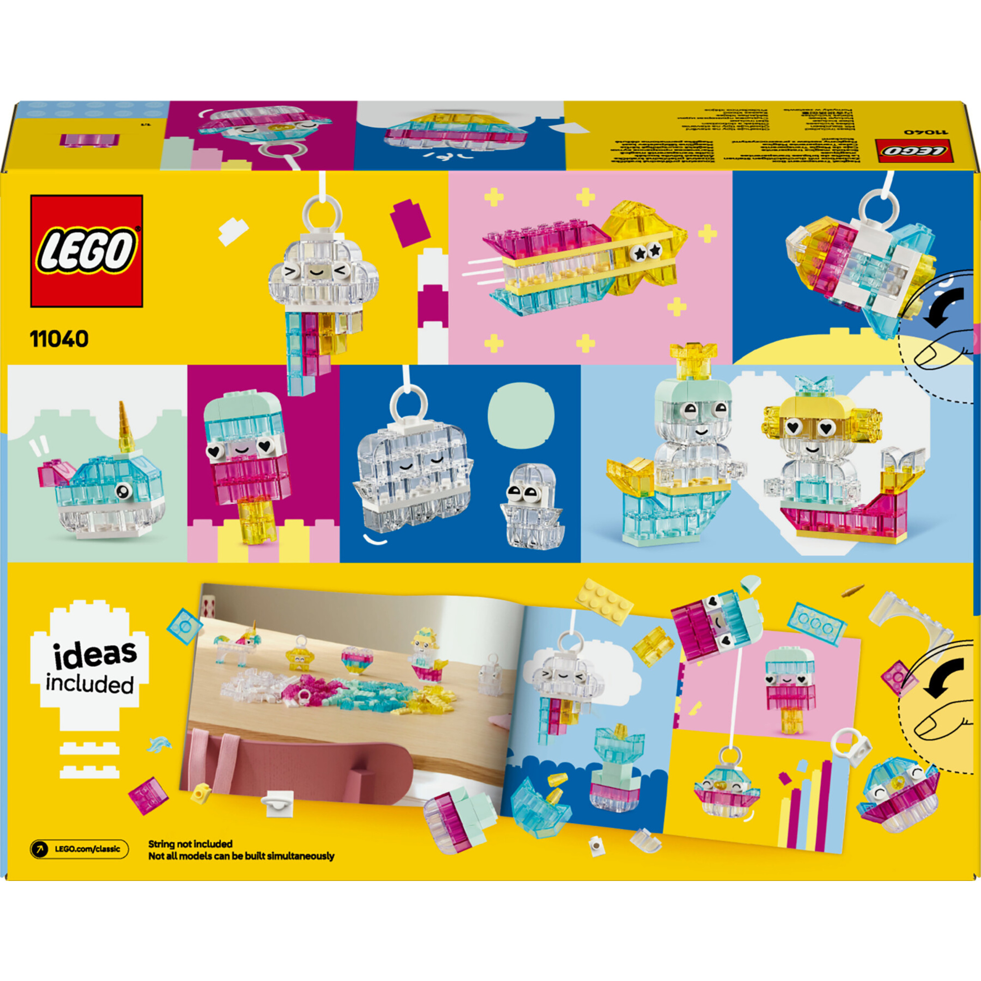 Lego classic 11040 scatola magica trasparente, mattoncini colorati per unicorni giocattolo, draghi, uccelli e altro, bambini5+ - LEGO CLASSIC