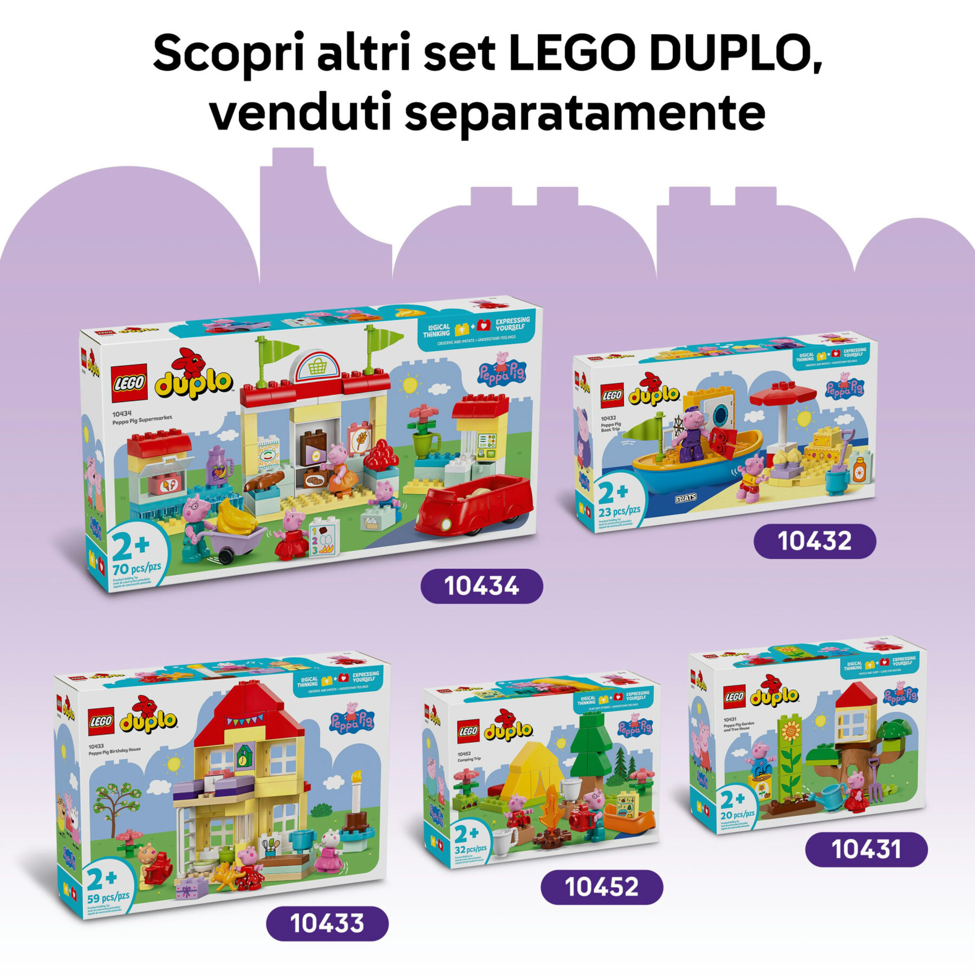 Lego duplo 10453 peppa pig luna park, giochi didattici per la motricità fine per bambine e bambini 2+ con ruota e scivolo - DUPLO