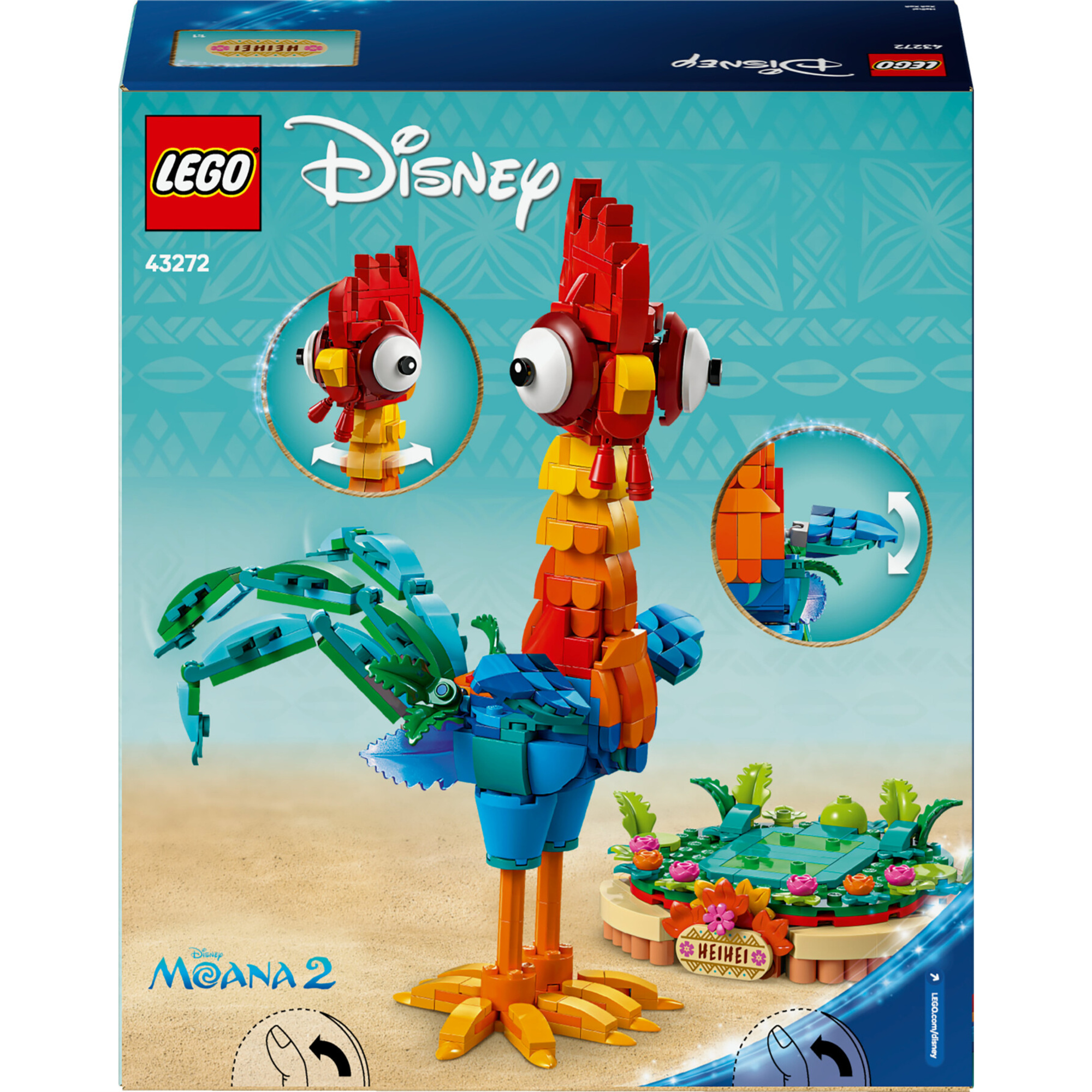 Heihei lego ǀ disney 43272 modello di animale snodabile dal film vaiana 2, giochi per bambini 9+, idea regalo da collezione - LEGO DISNEY PRINCESS