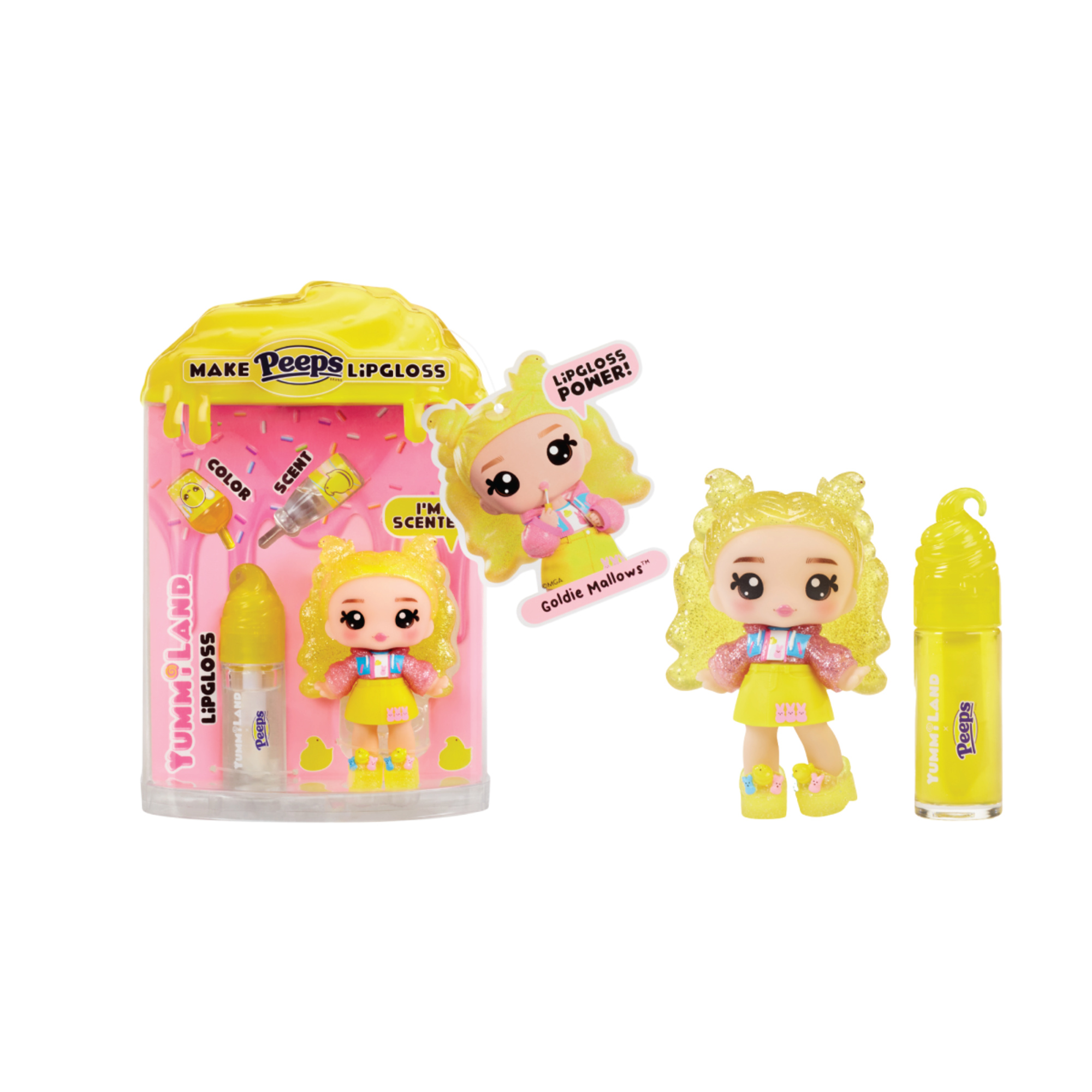 Yummiland x peeps – bambola singola assortita profumata con kit di lucidalabbra fai da te – 2 modelli assortiti venduti separatamente - YUMMILAND