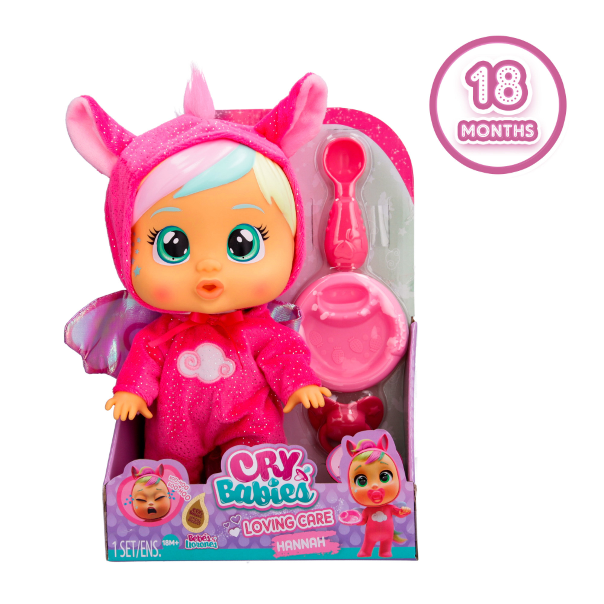 Cry babies loving care dreamy, jenna e hannah, bambola singola assortita con 3 accessori ciascuna, piangono lacrime vere - CRY BABIES
