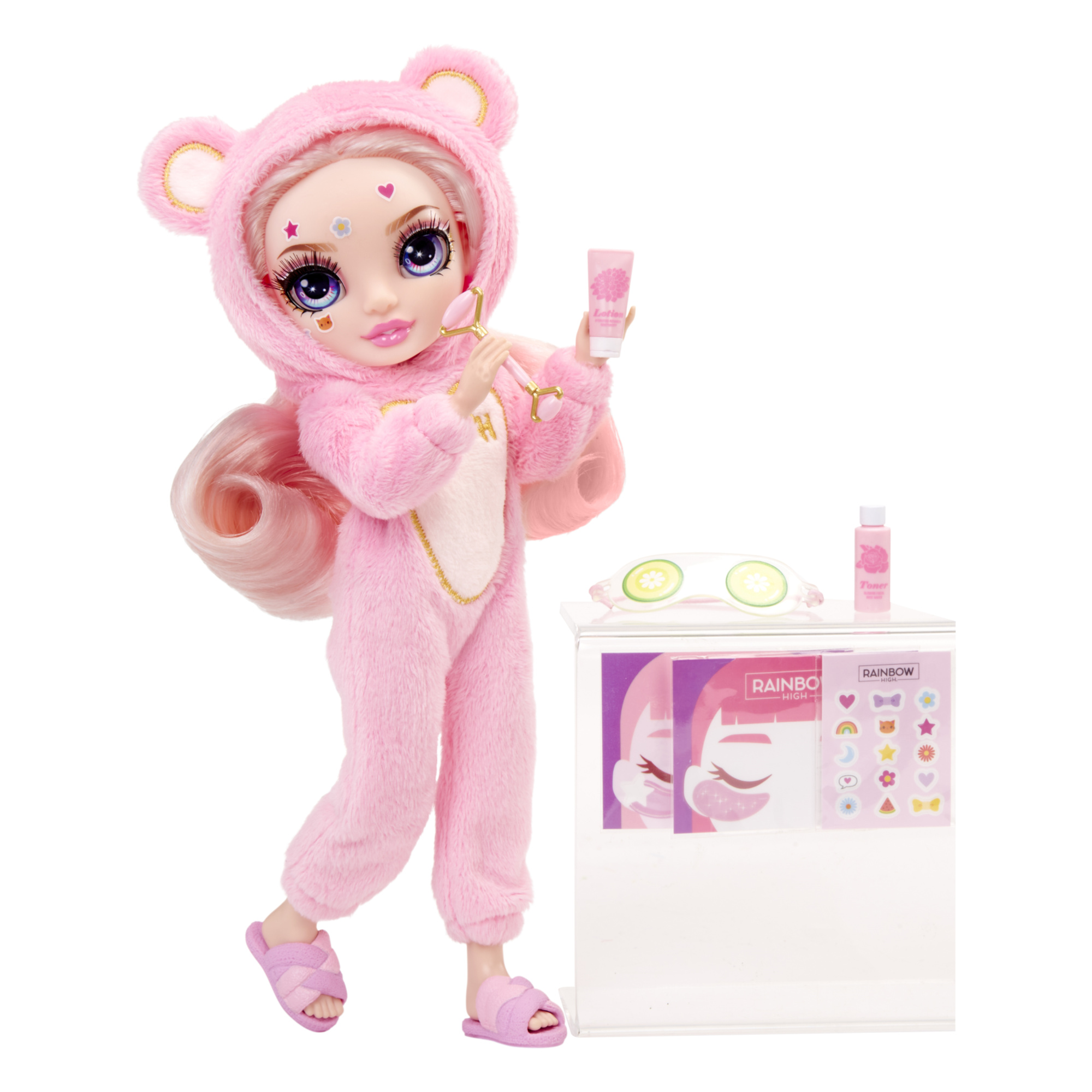 Rainbow high junior high pj party - bella parker - bambola snodata da 22 cm con morbida tutina, pantofole e accessori da gioco - Rainbow High