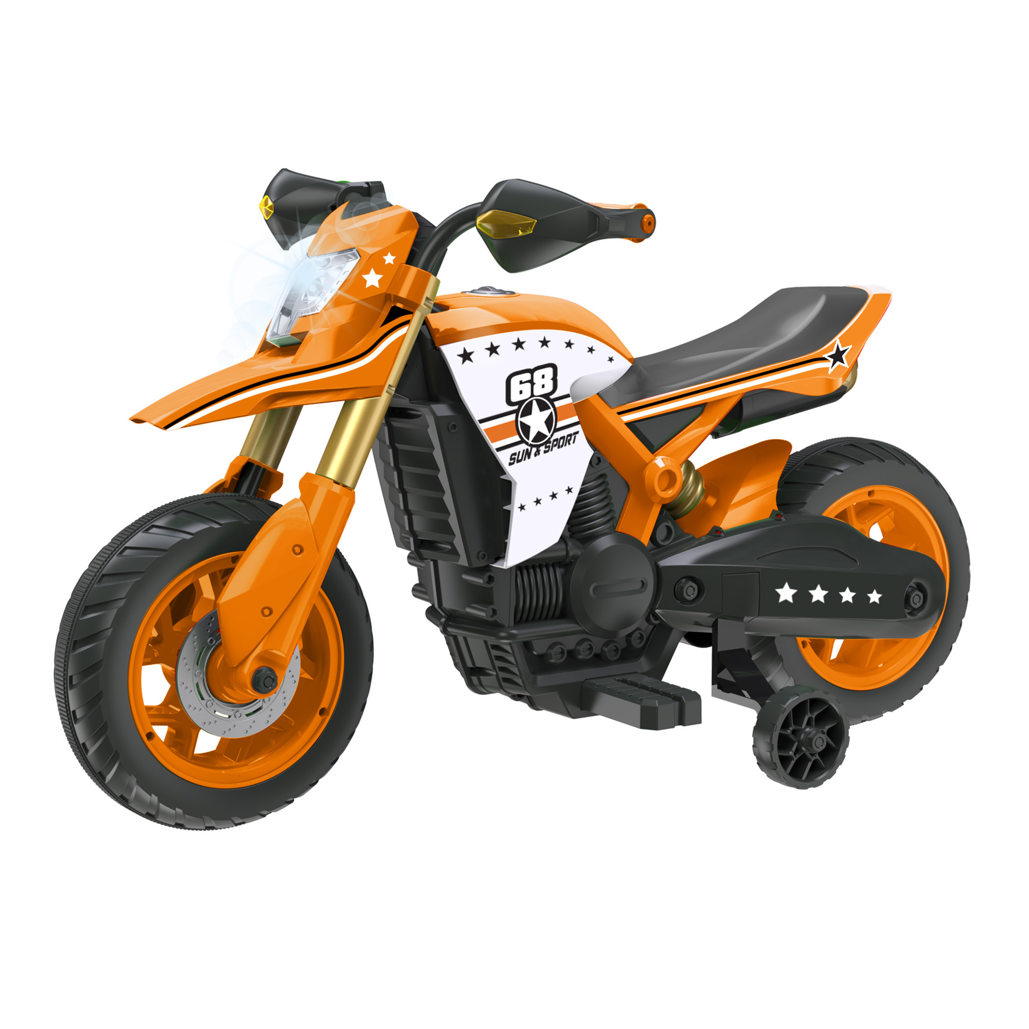 Moto cross elettrica 6v per bambini - con batteria al litio, luci, suoni realistici e stabilizzatori, fino a 3 km/h - SUN&SPORT