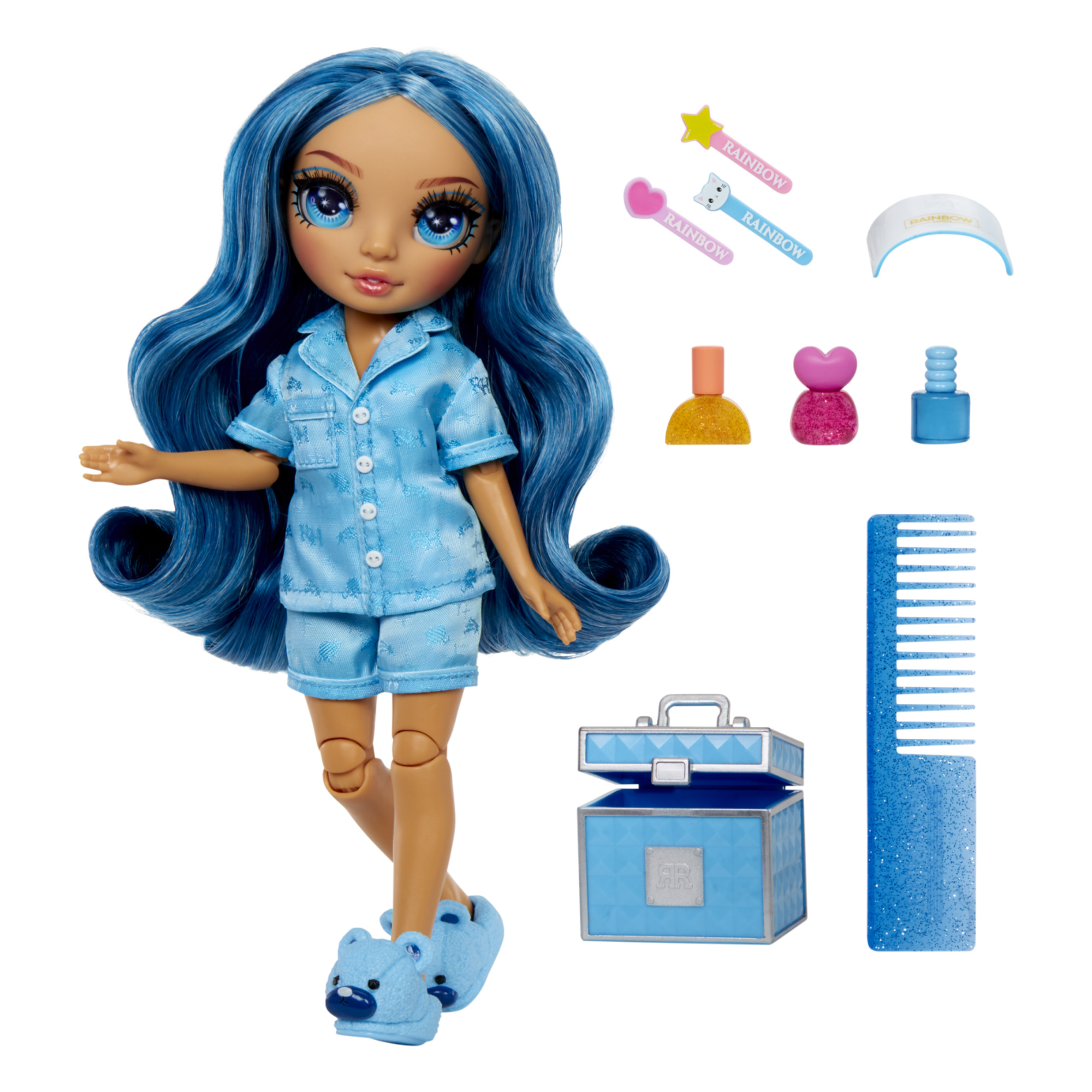 Rainbow high junior high pj party - skyler bradshow - bambola snodata da 22 cm con morbida tutina, pantofole e accessori da gioco - Rainbow High