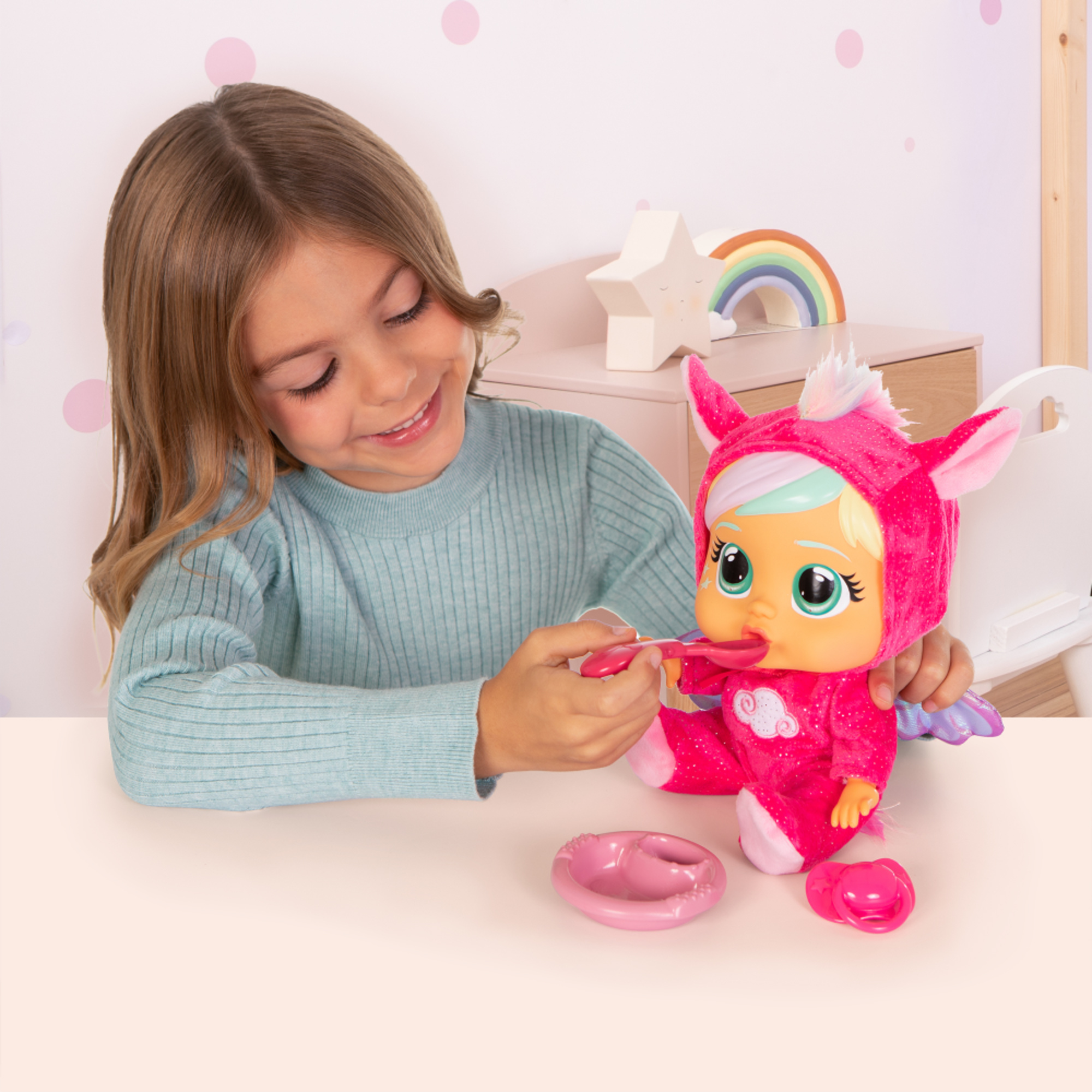 Cry babies loving care dreamy, jenna e hannah, bambola singola assortita con 3 accessori ciascuna, piangono lacrime vere - CRY BABIES