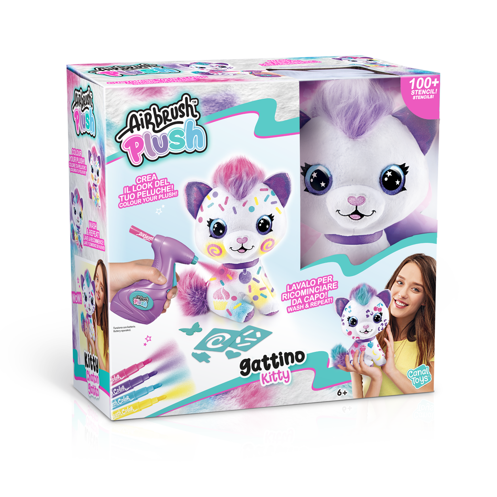 Airbrush plush - peluche gattino - libera la fantasia - ROCCO GIOCATTOLI