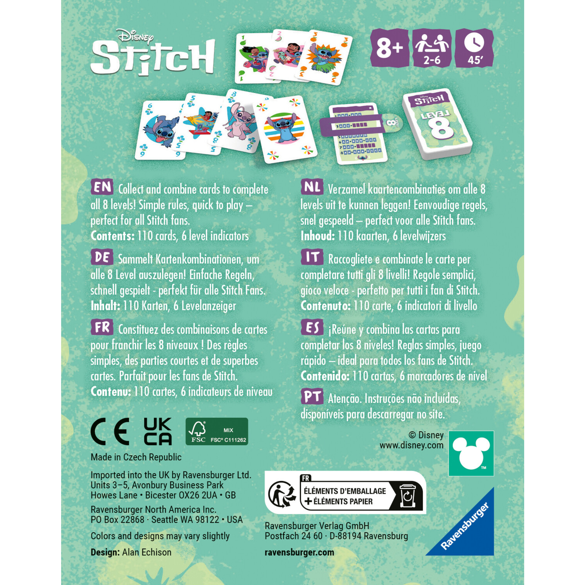 Ravensburger disney stitch level 8 - gioco di carte strategico 8+ anni - Disney Stitch