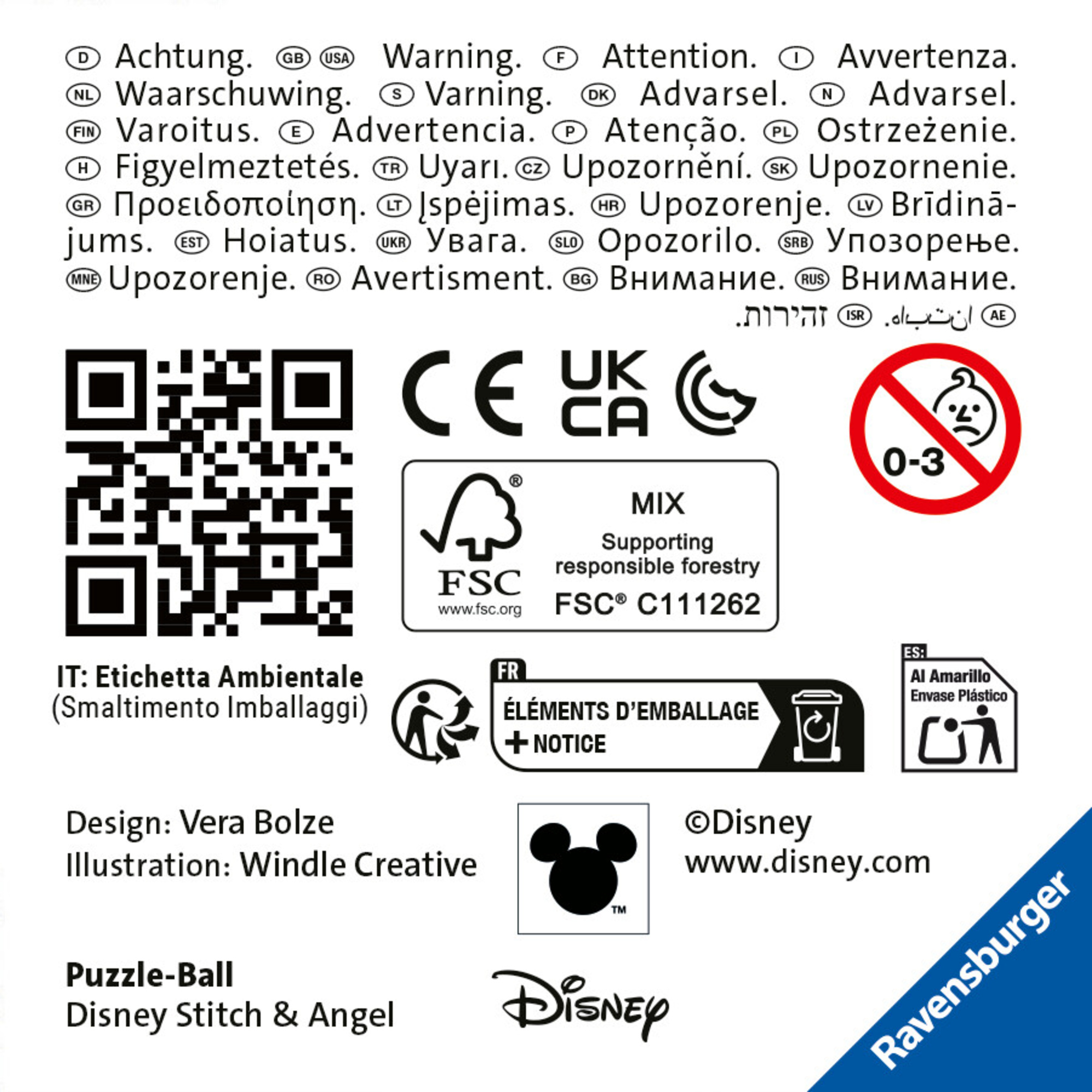 Ravensburger 3d puzzle disney stitch & angel - 54 pezzi - coppia iconica 6+ anni - Disney Stitch