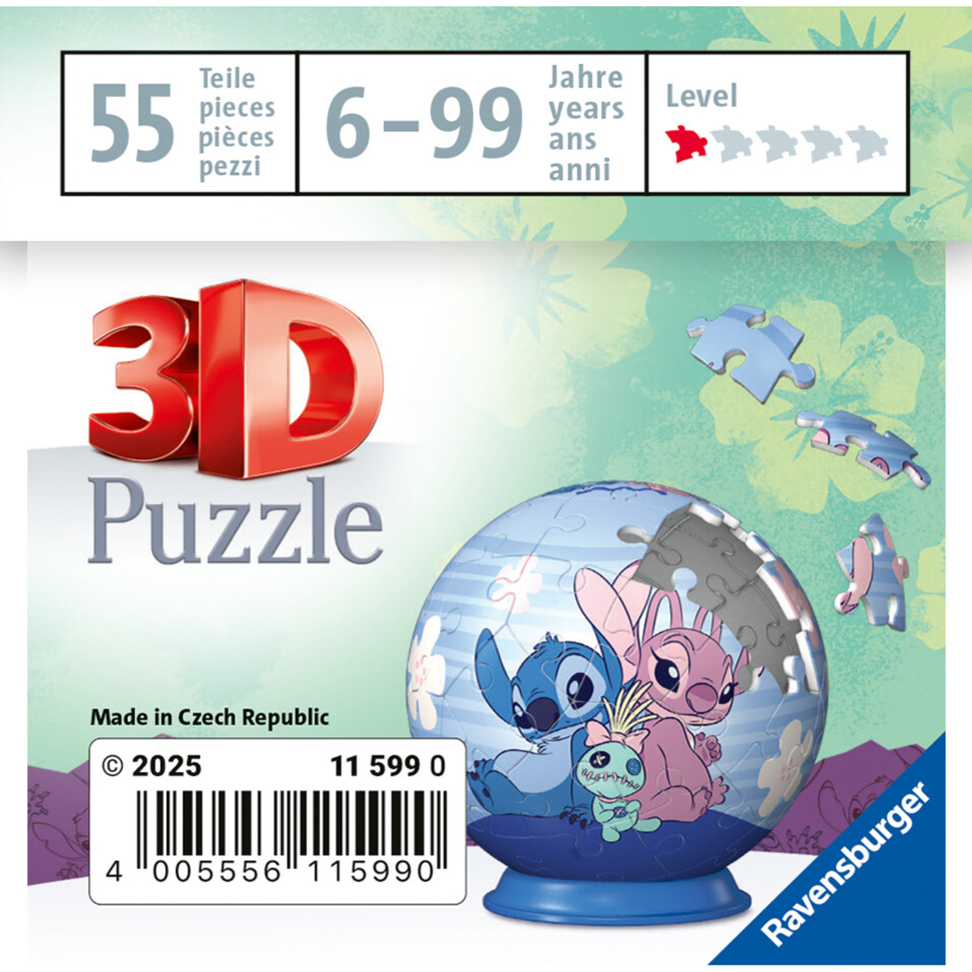 Ravensburger 3d puzzle disney stitch & angel - 54 pezzi - coppia iconica 6+ anni - Disney Stitch