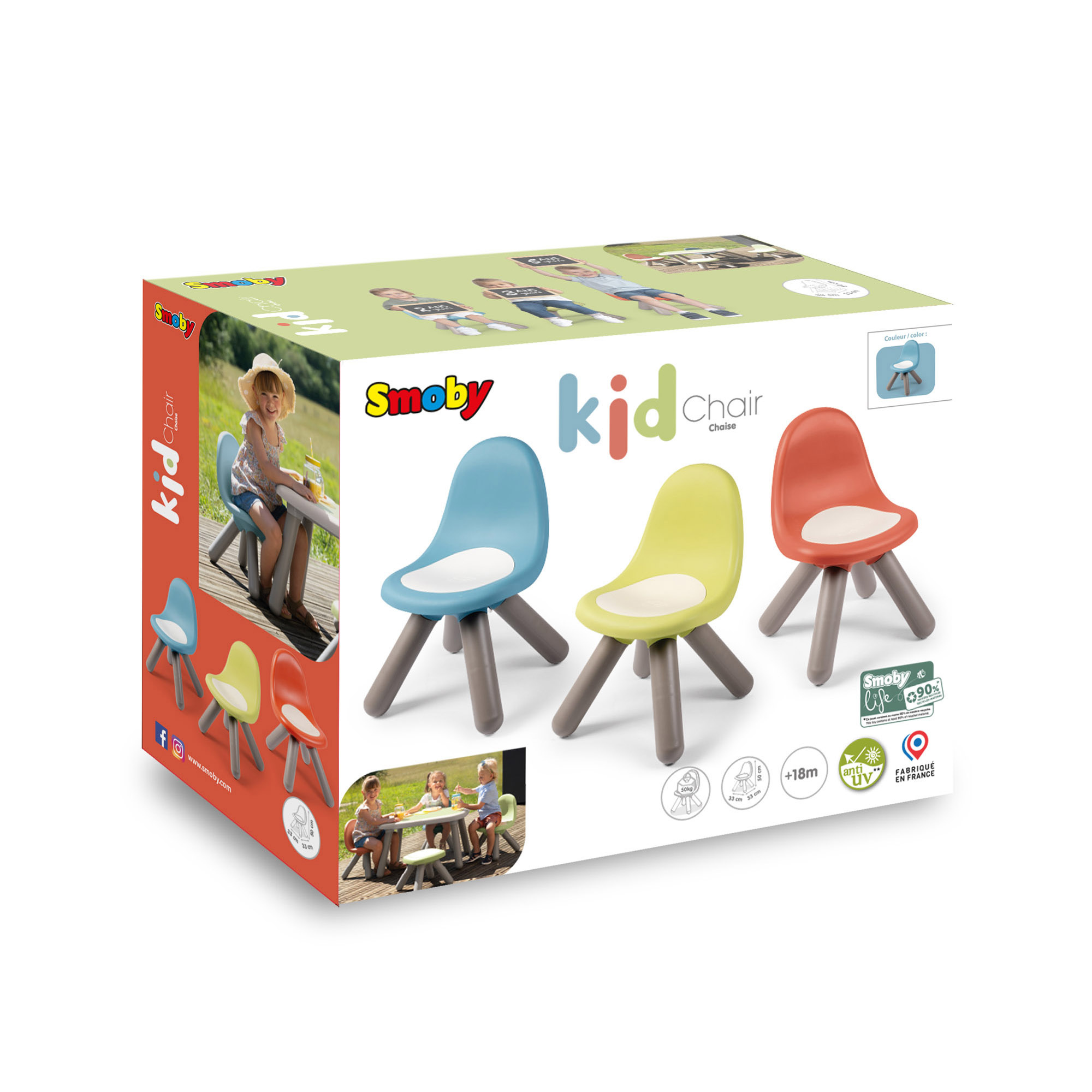 Smoby life sedia blu eco-friendly per bambini - sostenibile, sicura e comoda - 18m+ - SMOBY