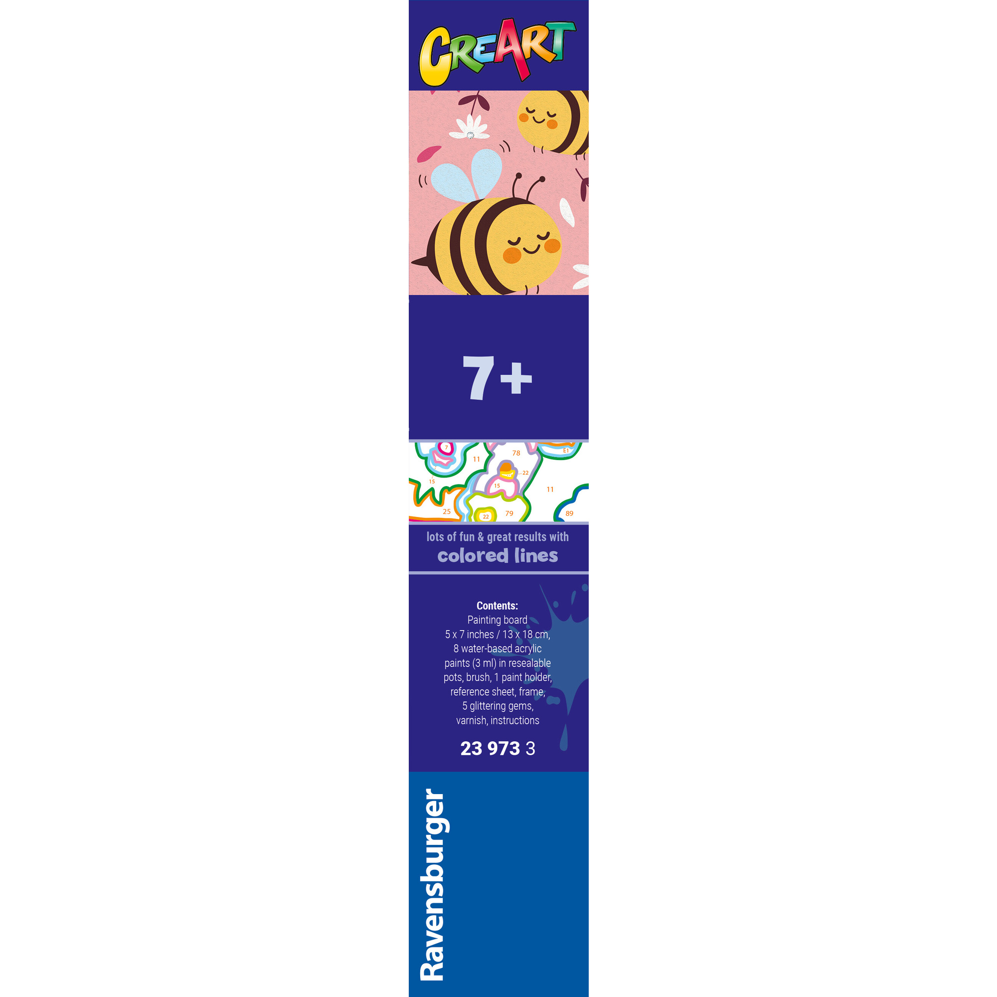 Ravensburger creart - apette felici - kit per dipingere con numeri, 7+ anni - RAVENSBURGER