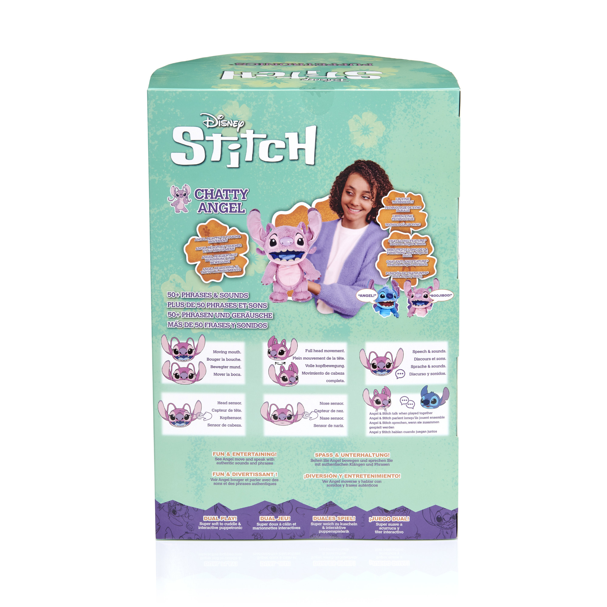 Peluche stitch angel interattivo 30 cm - parlante e reattivo al tocco - Disney Stitch