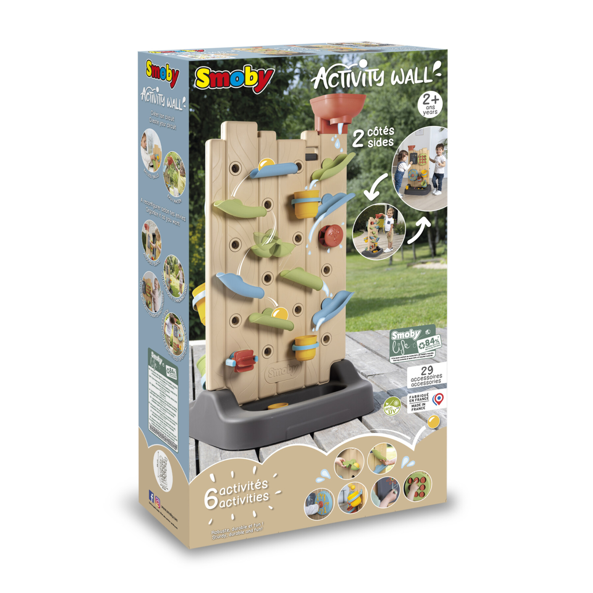 Smoby life activity wall - parete attività bifacciale con 6+ giochi e 29 accessori – divertimento educativo - SMOBY