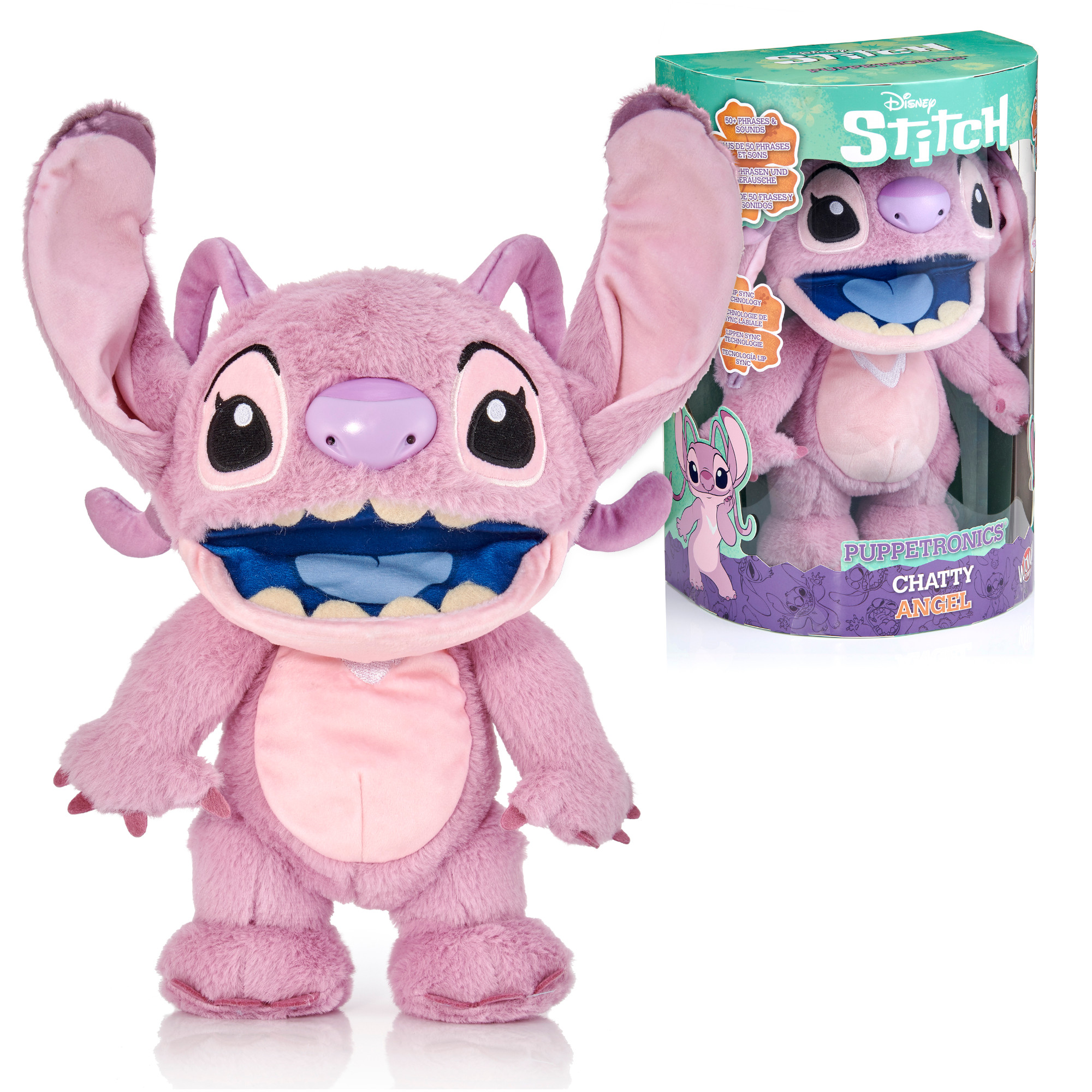 Peluche stitch angel interattivo 30 cm - parlante e reattivo al tocco - Disney Stitch