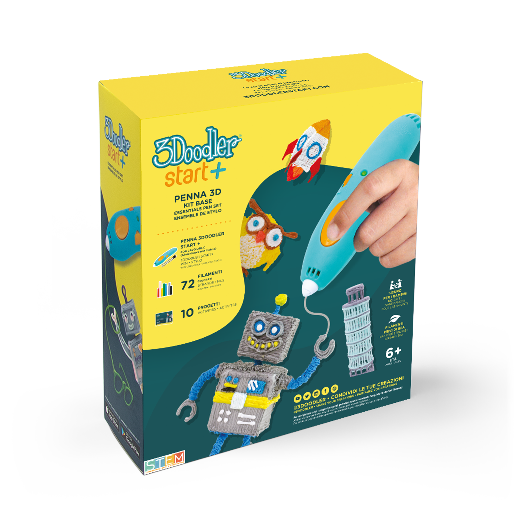 3doodler start+ set penna base: i tuoi sogni in 3d - ROCCO GIOCATTOLI