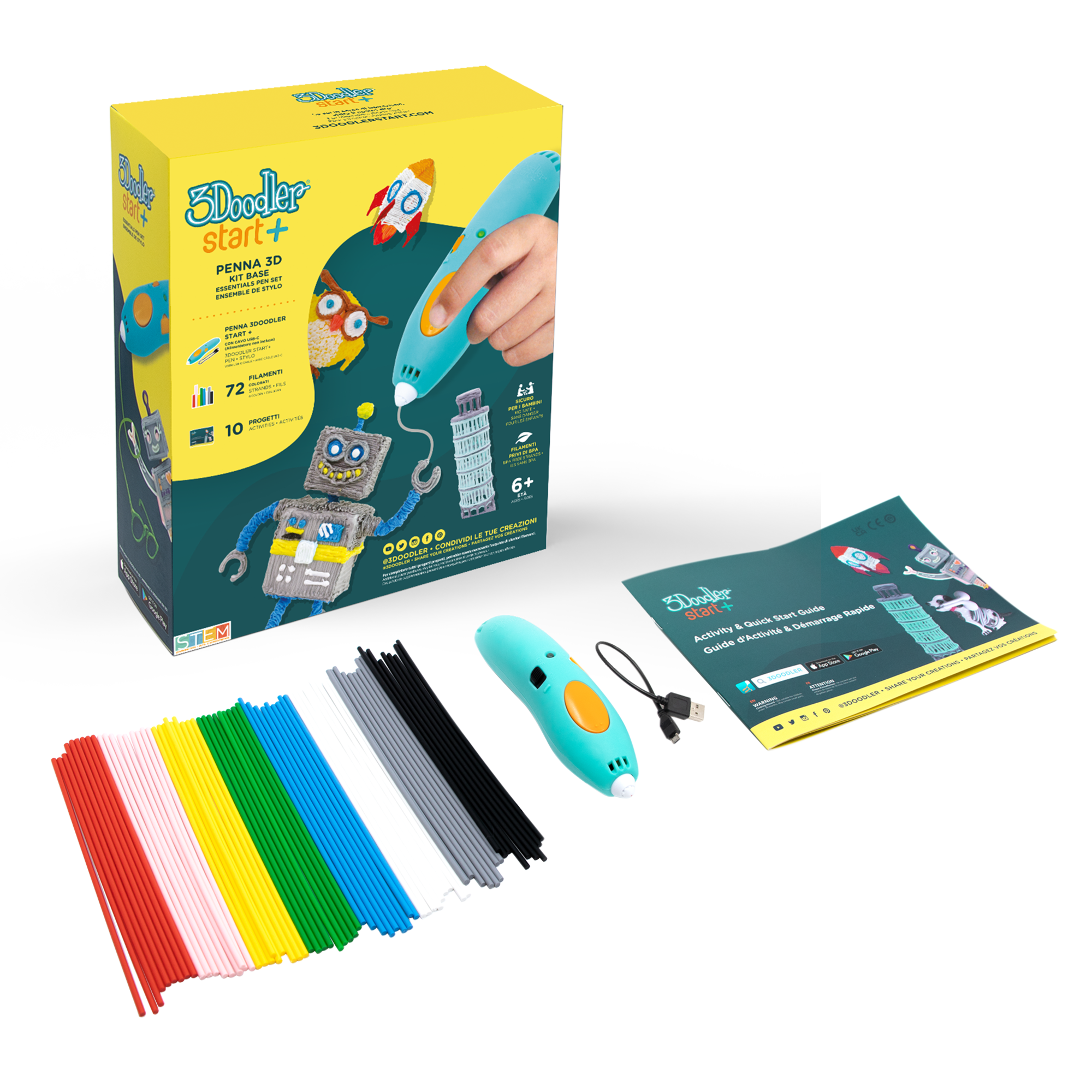 3doodler start+ set penna base: i tuoi sogni in 3d - ROCCO GIOCATTOLI