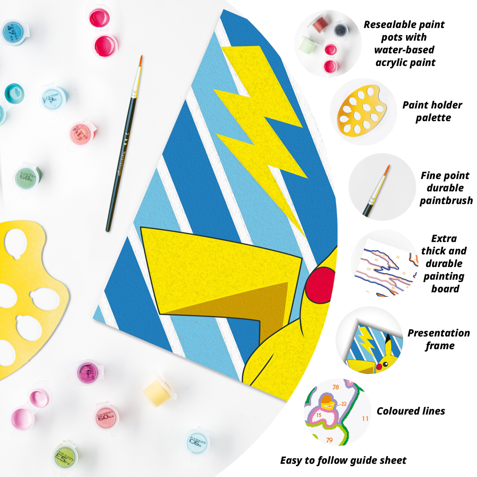 Ravensburger creart - pokémon pikachu - dipingi con i numeri, idea regalo 9+ anni - POKEMON