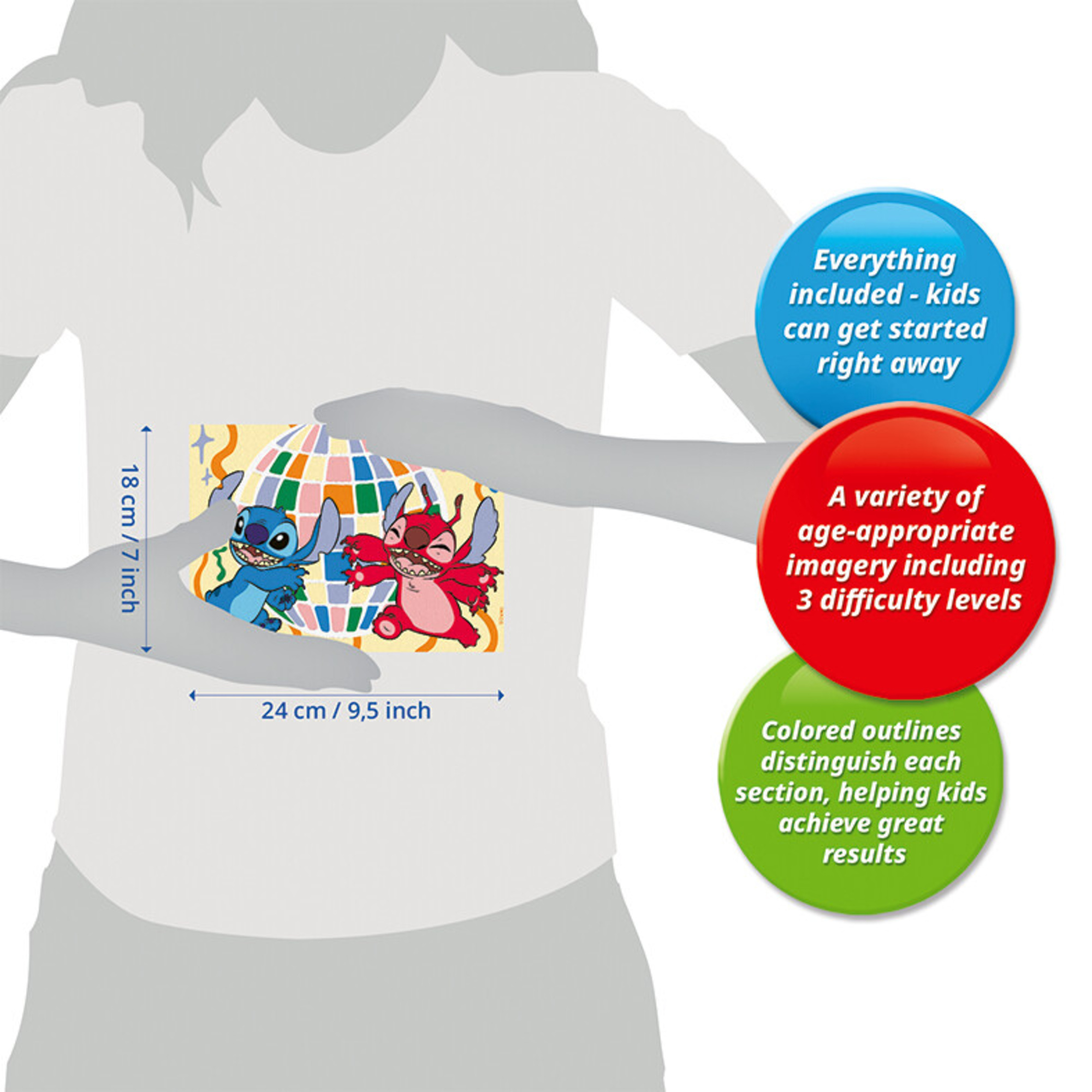 Ravensburger creart - stitch & leroy - set per dipingere con tavola e colori, 9+ anni - Disney Stitch