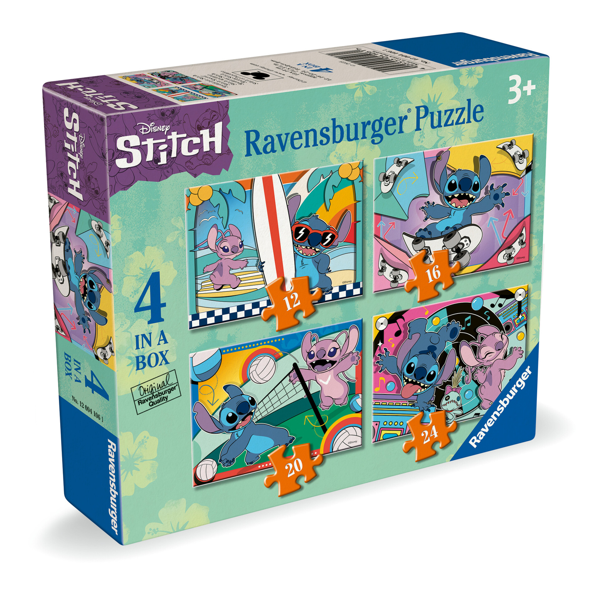 Ravensburger - puzzle disney stitch - set 4 in 1 | 4 puzzle (12-16-20-24 pezzi) -età 3+ - Disney Stitch