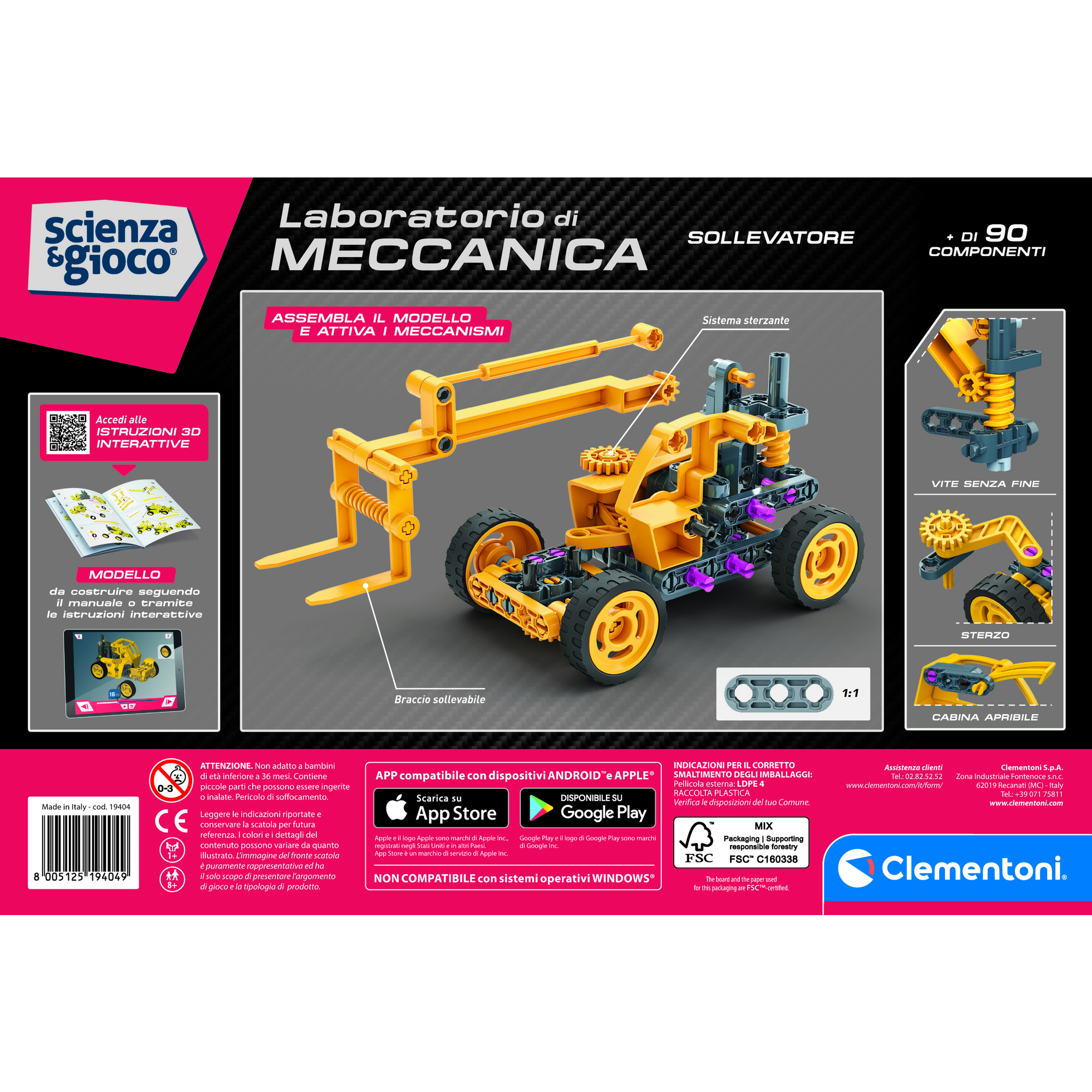 Clementoni scienza & gioco telehandler truck 19405 – giocattolo camion telehandler - CLEMENTONI