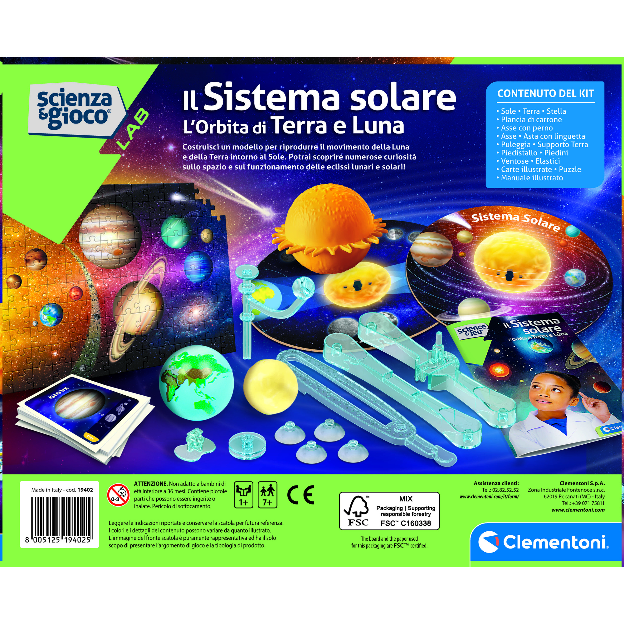Clementoni scienza & gioco sistema solare: orbita di terra e luna 19402 – gioco educativo astronomia - CLEMENTONI
