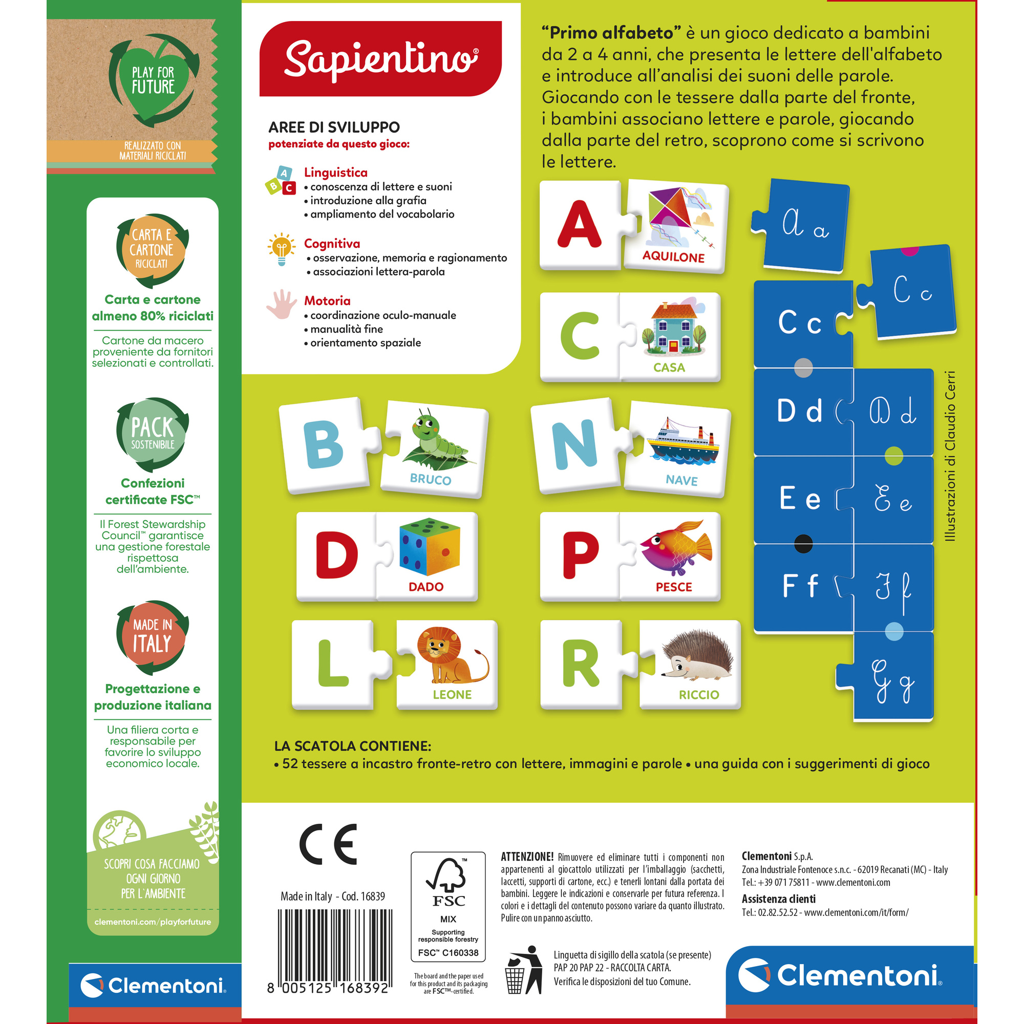 Clementoni primo alfabeto 16839 – gioco educativo per imparare l'alfabeto - SAPIENTINO
