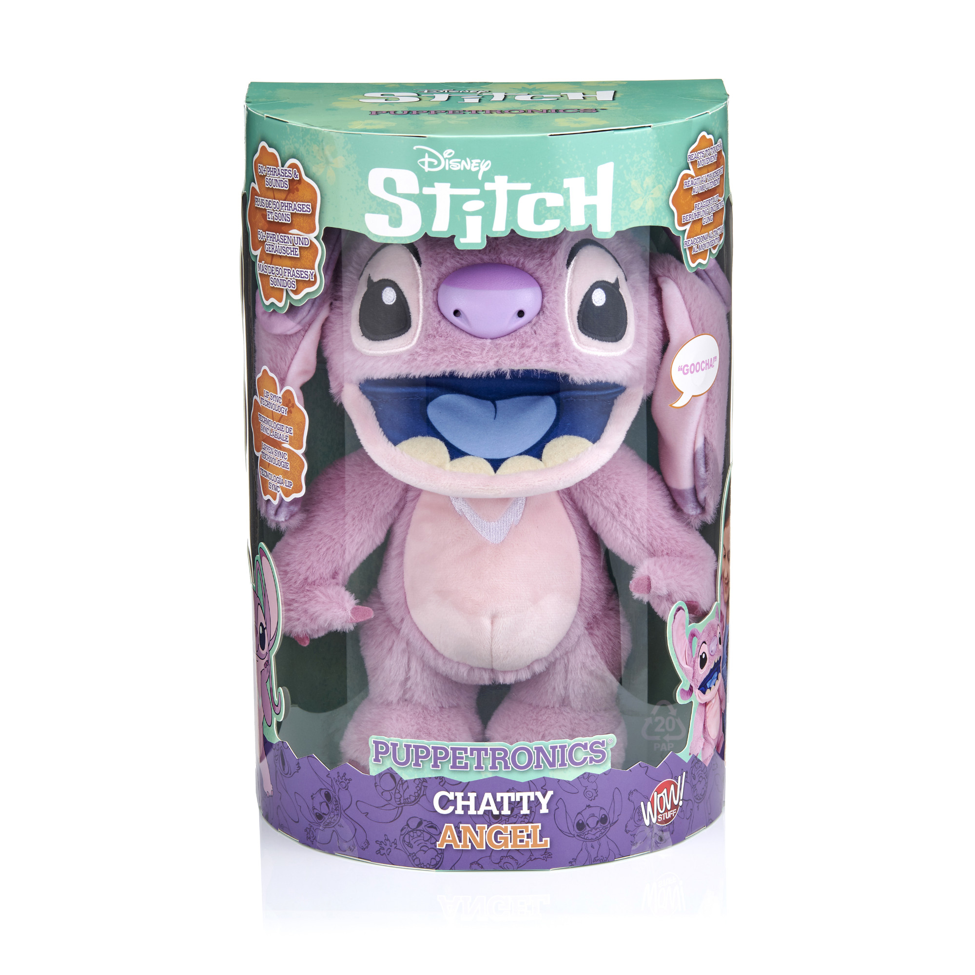 Peluche stitch angel interattivo 30 cm - parlante e reattivo al tocco - Disney Stitch