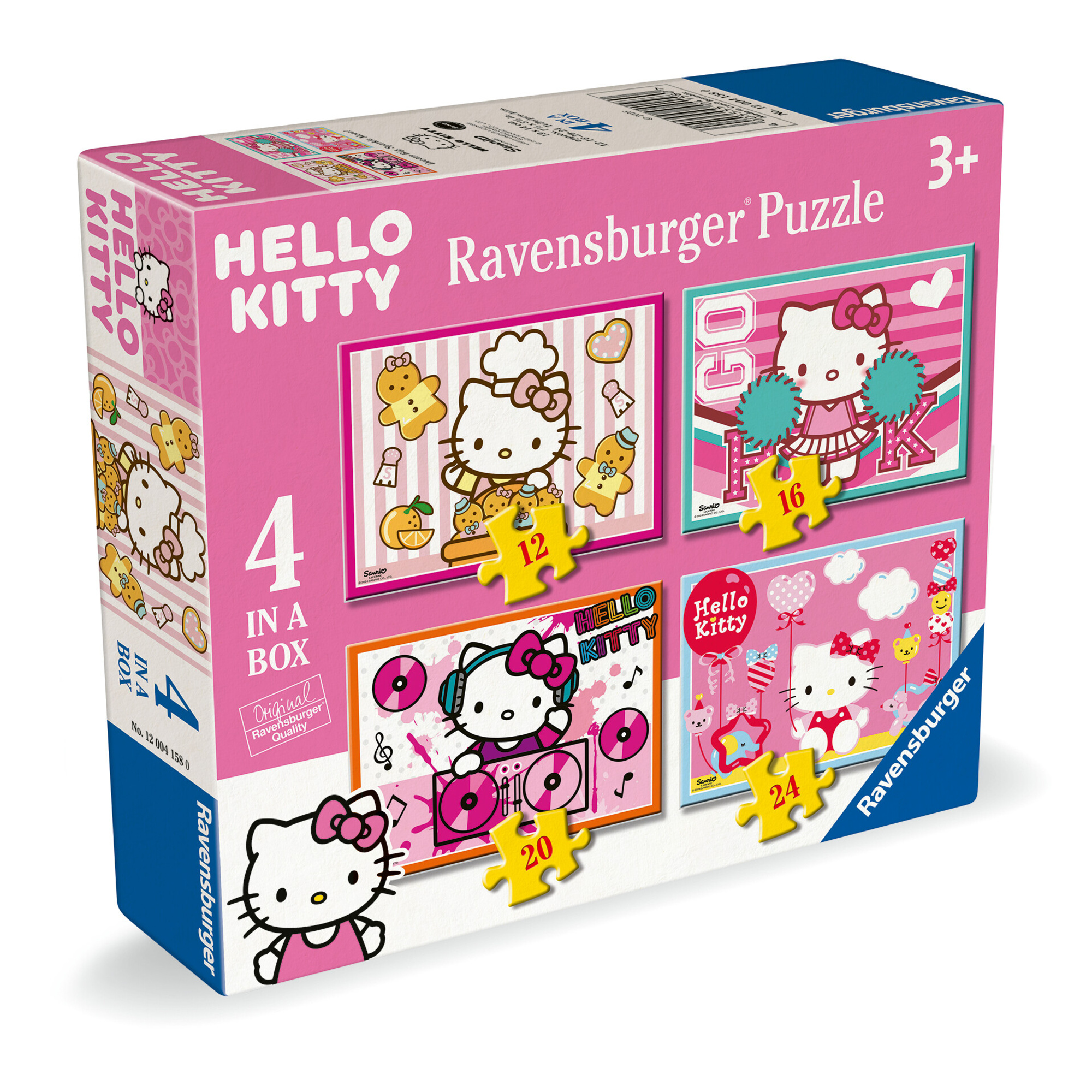 Ravensburger - puzzle hello kitty, set 4 in 1: 12, 16, 20, 24 pezzi -età 3+ anni - Hello Kitty
