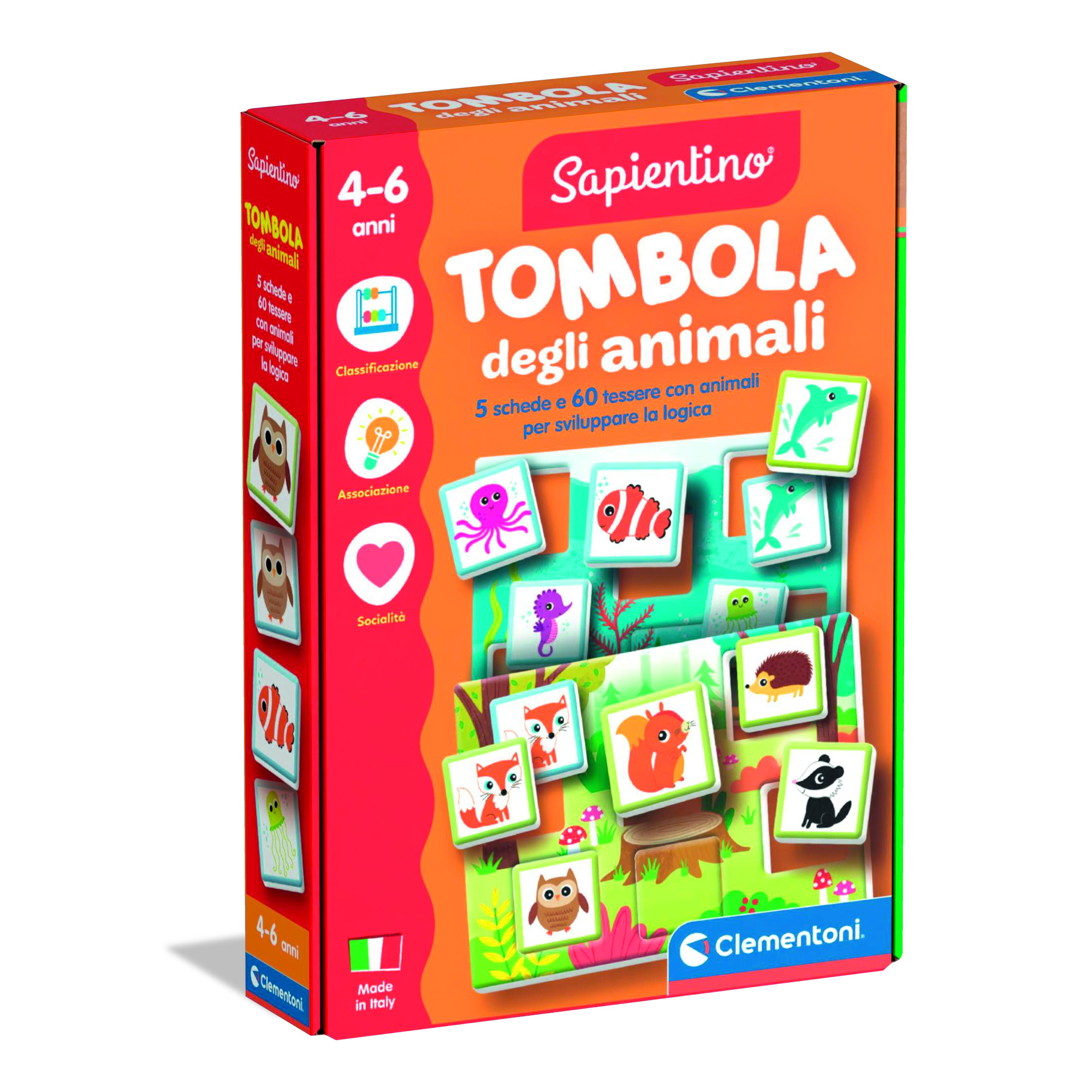 Clementoni tombola degli animali 16842 – gioco tradizionale tombola per bambini - SAPIENTINO