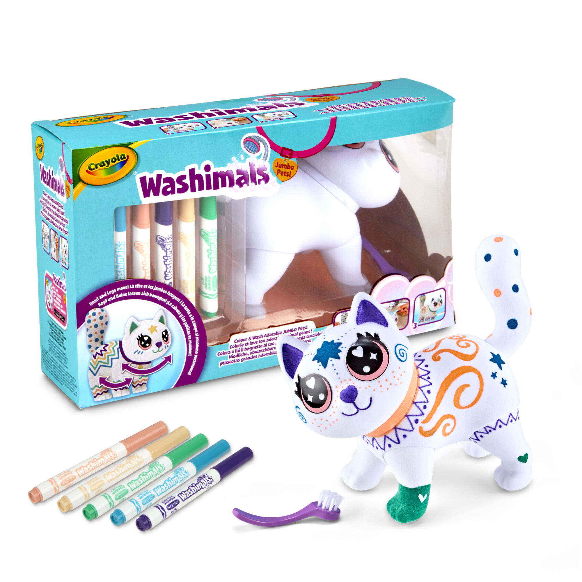 Crayola washimals jumbo pets - big jenny, gattina da colorare e ricolorare - CRAYOLA