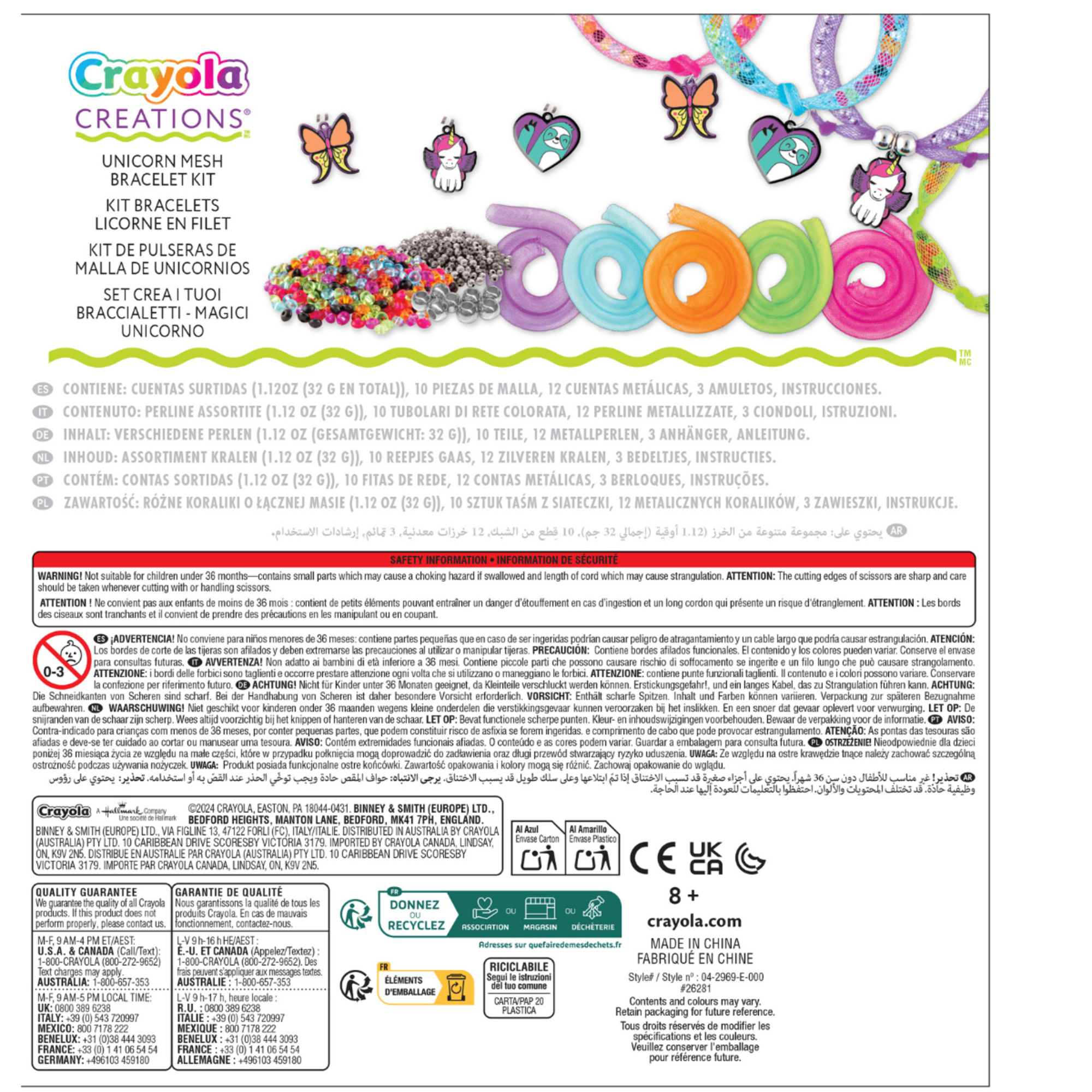 Crayola creations - set crea i tuoi braccialetti unicorn magic, attività creativa e regalo per bambine, da 8 anni - CRAYOLA