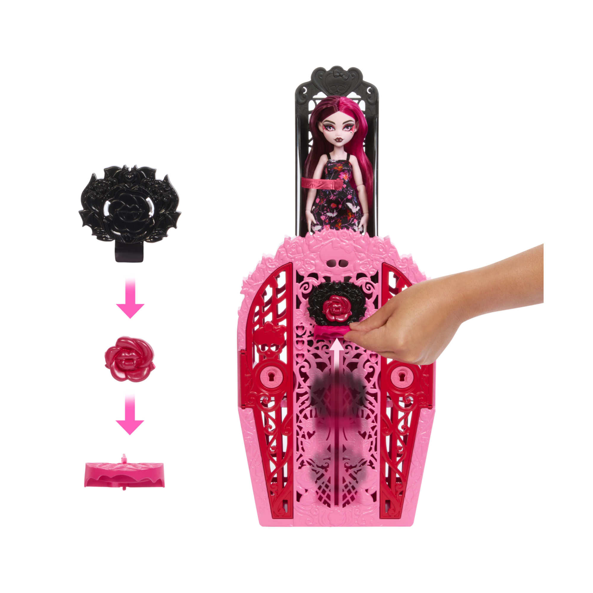 Monster high - draculaura e i misteri in giardino, set con bambola e guardaroba, 19 accessori e abiti inclusi - Monster High