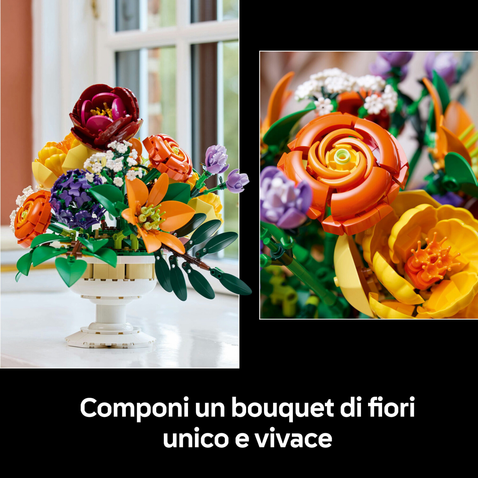 Lego icons botanicals 10345 composizione floreale - 14 fiori finti, kit adulti - LEGO ICONS BOTANICAL