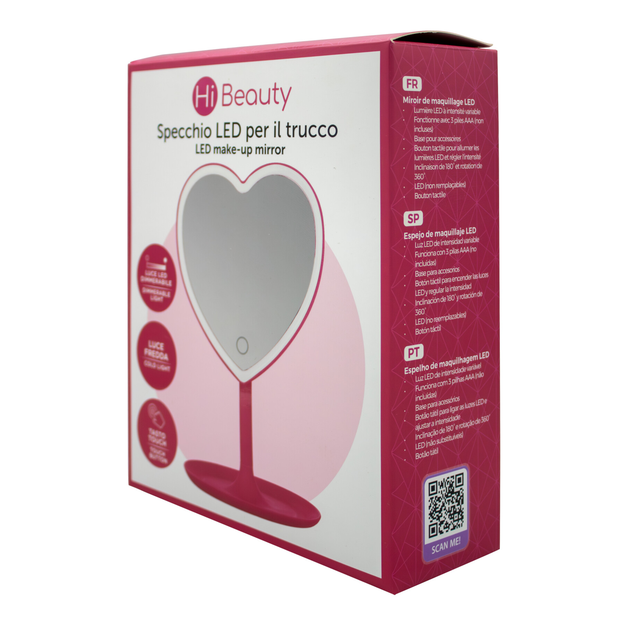 Specchio led make up a forma di cuore – specchiera luminosa per bambine e teen - IBS