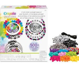 Crayola creations - set crea i tuoi braccialetti alphabet bead – it’s my story, attività creativa e regalo per bambine, da 8 anni - CRAYOLA