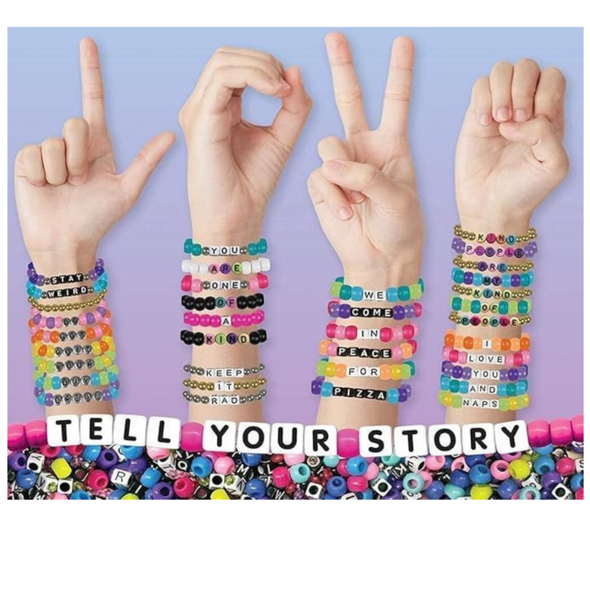 Crayola creations - set crea i tuoi braccialetti alphabet bead – it’s my story, attività creativa e regalo per bambine, da 8 anni - CRAYOLA