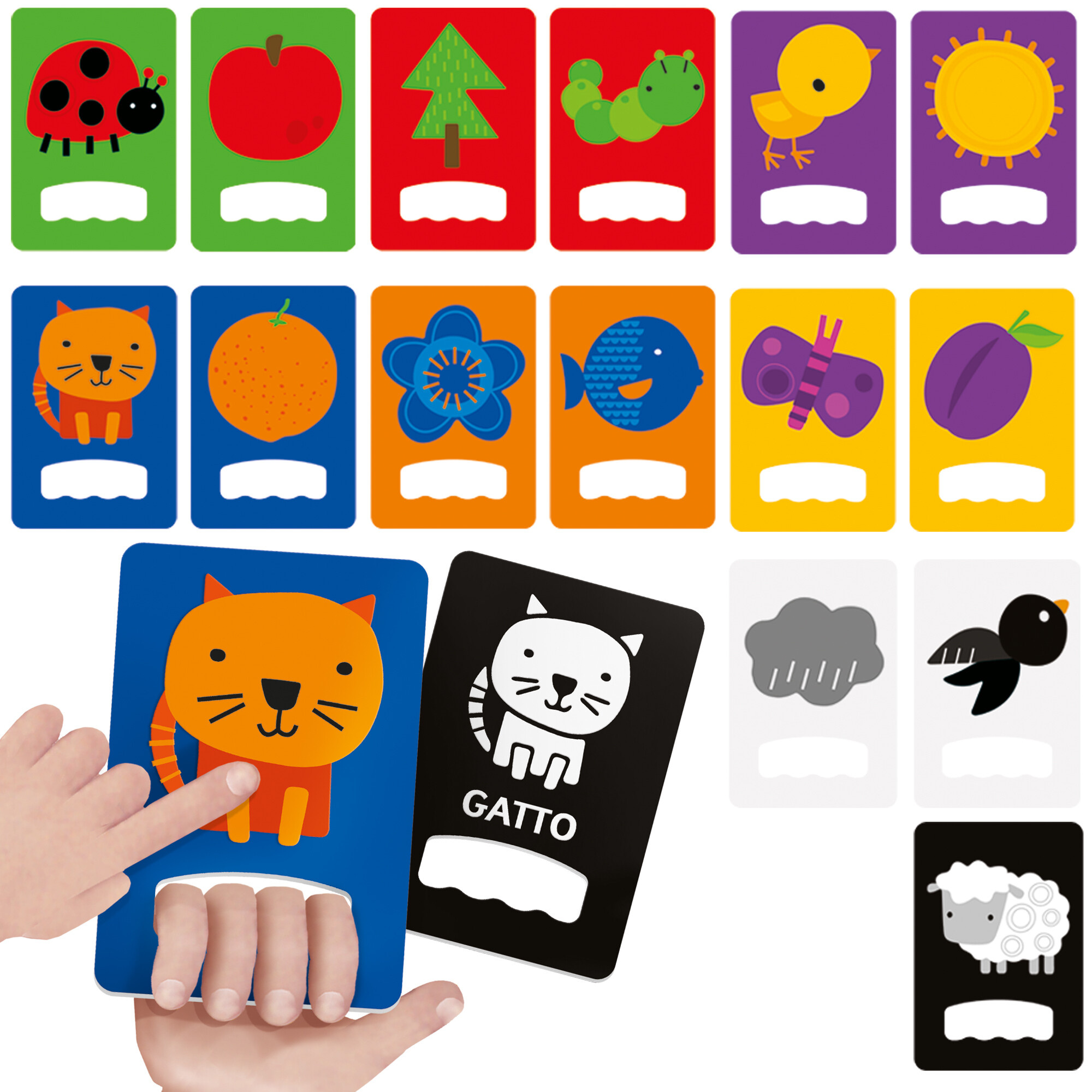 Flashcards baby tattili a contrasto – forme e colori ad alta leggibilità - 0 mesi - headu - HEADU