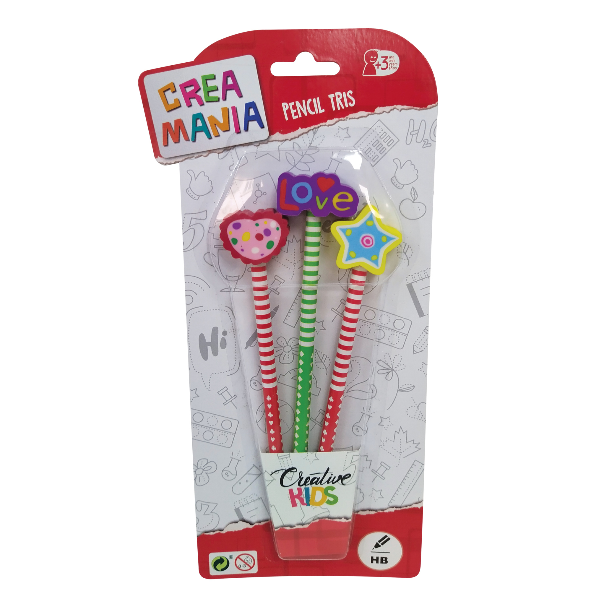Tris di matite assortito in diverse fantasie- crea mania - CREAMANIA