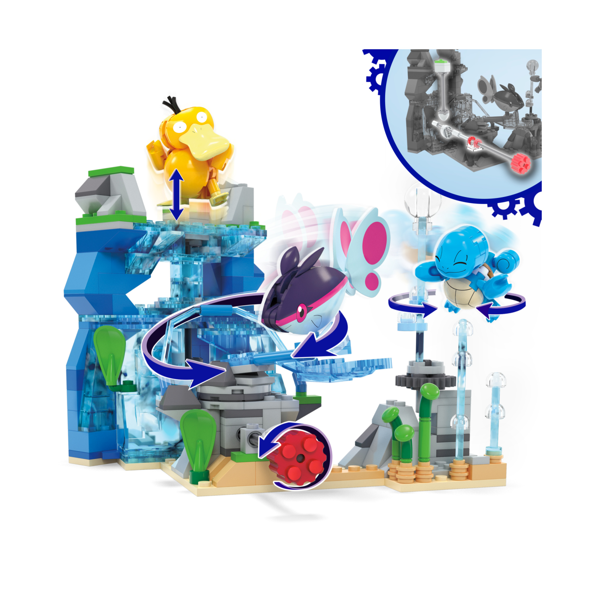 Mega pokémon - avventura acquatica, set da costruire con 319 pezzi, squirtle, psyduck e finneon inclusi - POKEMON