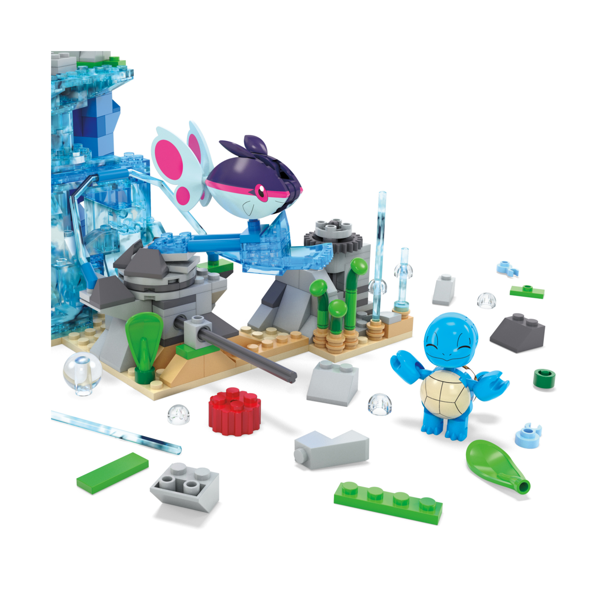 Mega pokémon - avventura acquatica, set da costruire con 319 pezzi, squirtle, psyduck e finneon inclusi - POKEMON