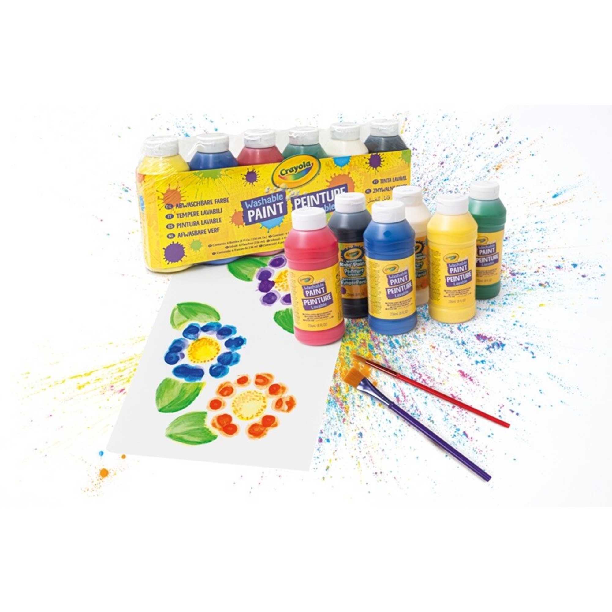 Crayola – washable paint, set 6 tempere lavabili a base d’acqua – colori brillanti e facili da pulire, perfetti per attività creative - CRAYOLA