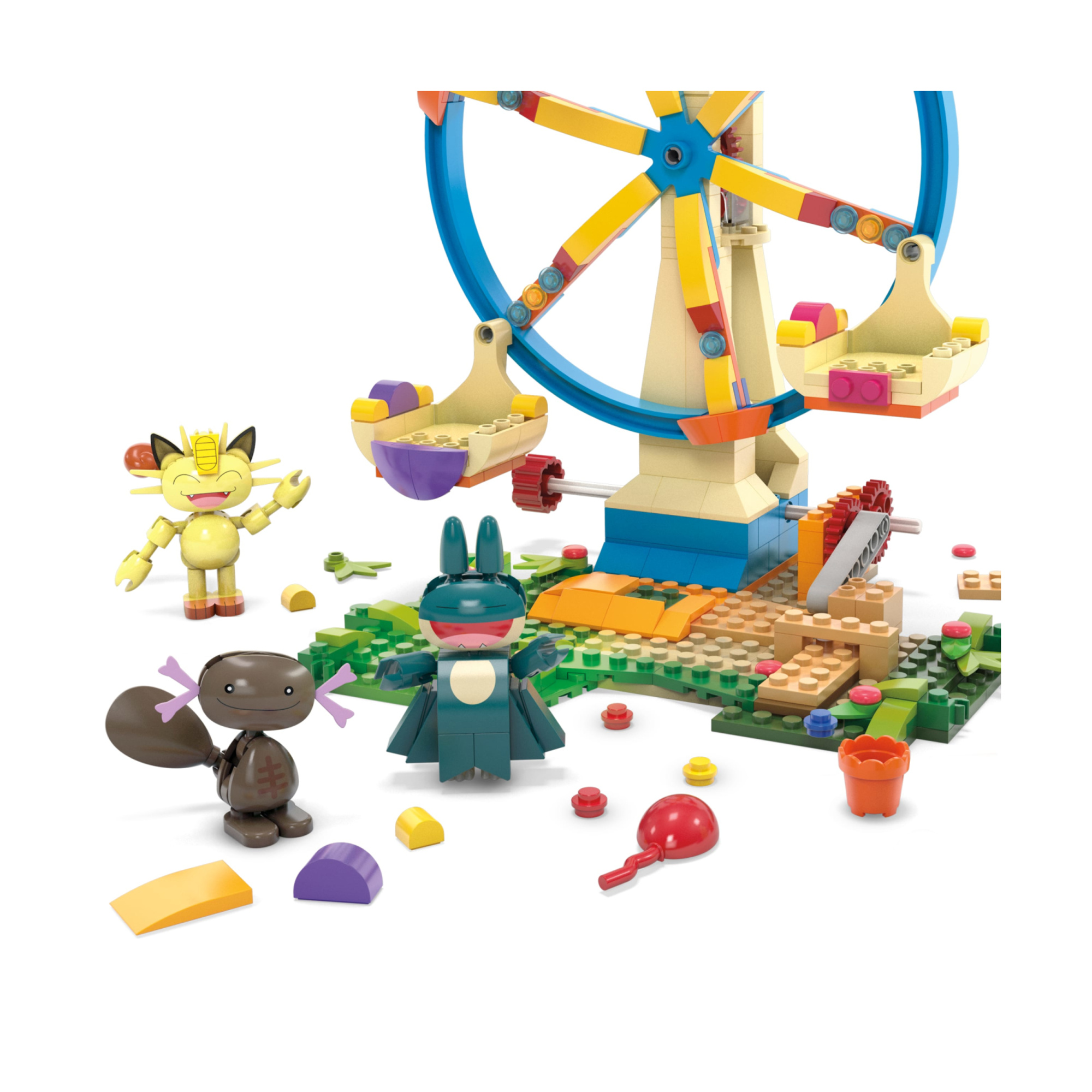 Mega pokémon - ruota panoramica adventure builder, set da costruire con 393 pezzi e 4 personaggi pokémon inclusi - POKEMON