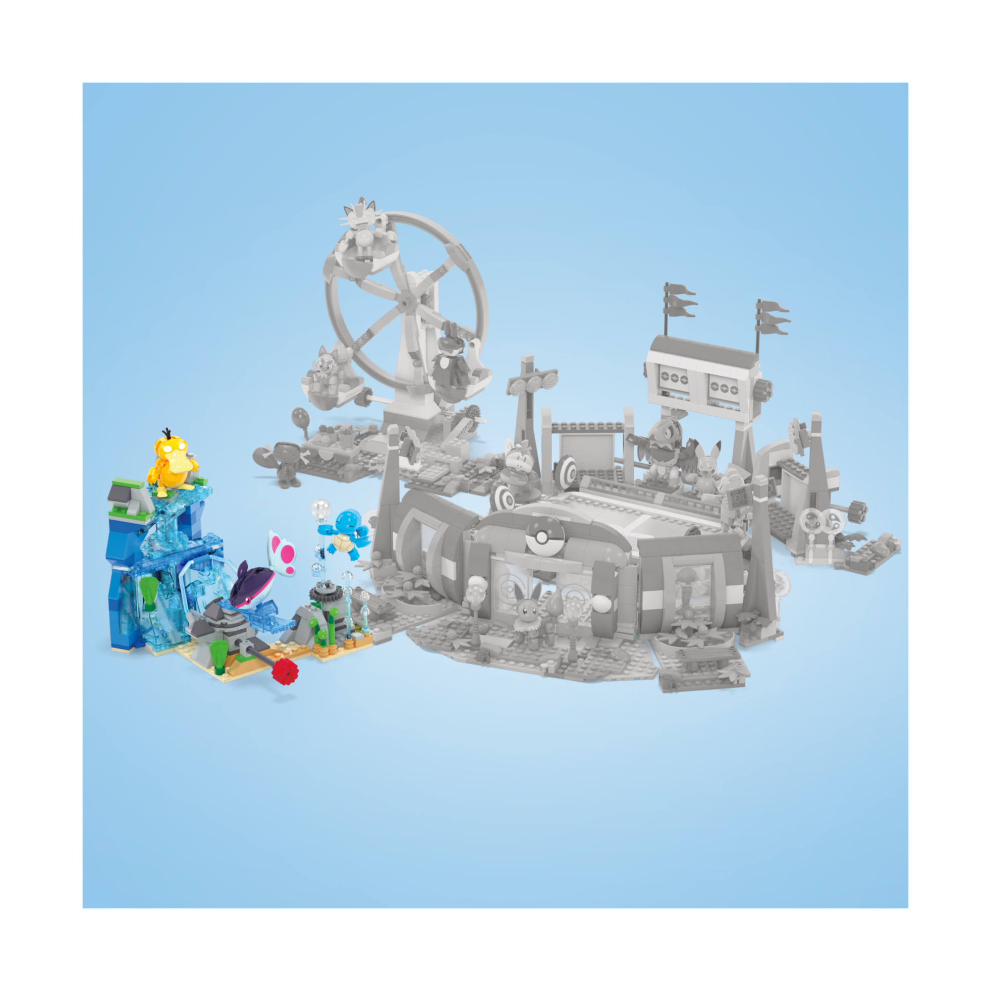 Mega pokémon - avventura acquatica, set da costruire con 319 pezzi, squirtle, psyduck e finneon inclusi - POKEMON