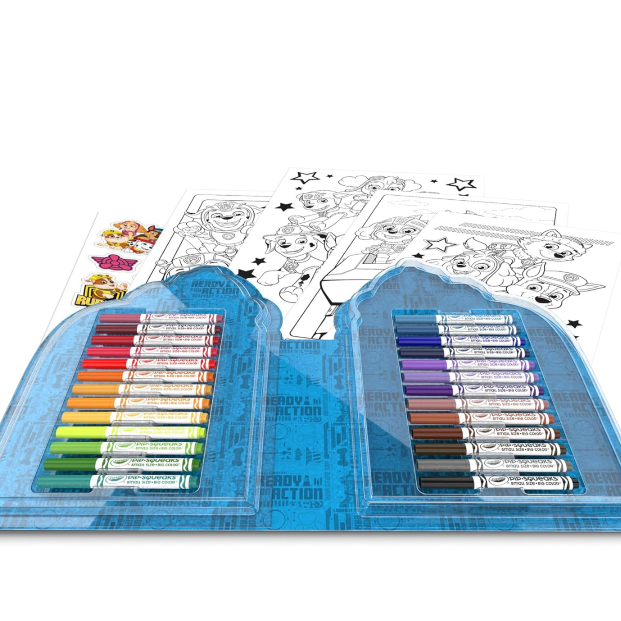 Crayola - valigetta colori & adesivi paw patrol, set con pennarelli, pagine da colorare, adesivi, 45 pezzi, regalo creativo per bambini, da 5 anni - Paw Patrol