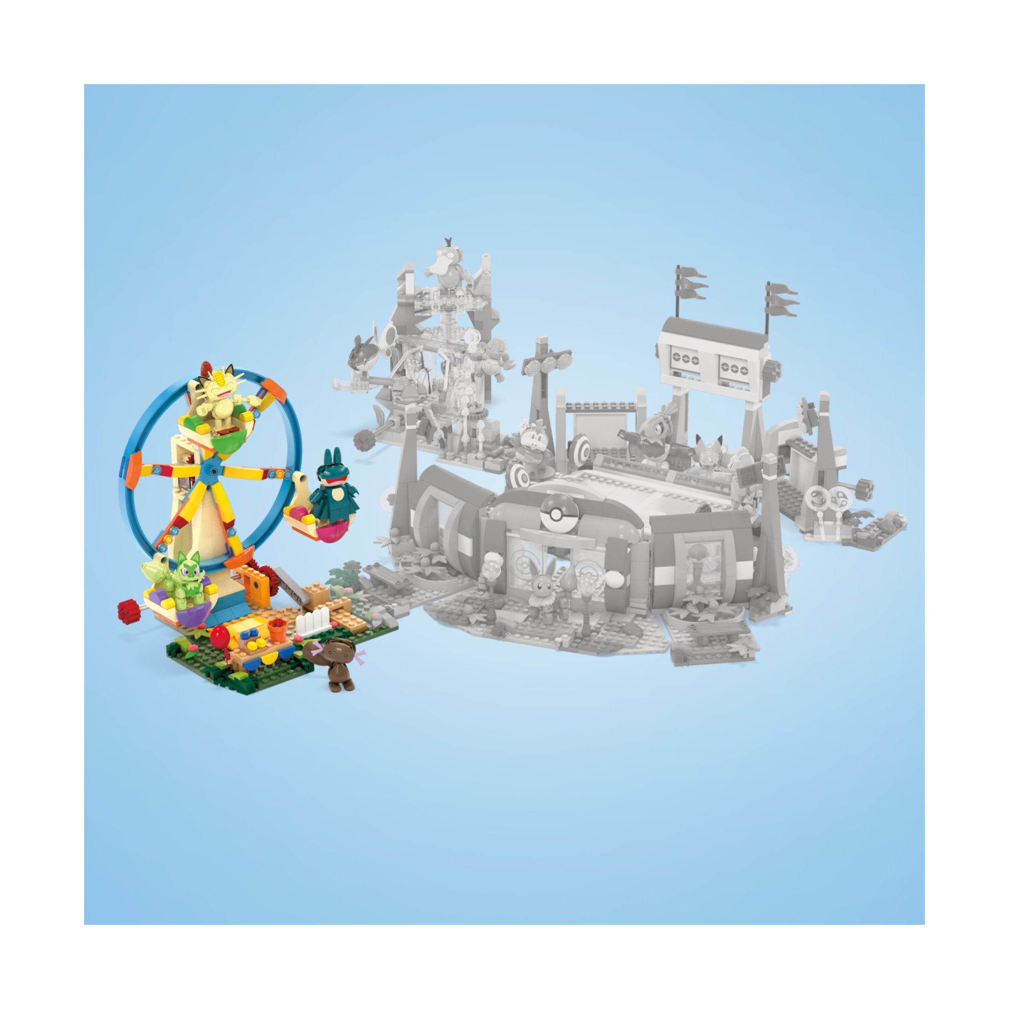 Mega pokémon - ruota panoramica adventure builder, set da costruire con 393 pezzi e 4 personaggi pokémon inclusi - POKEMON